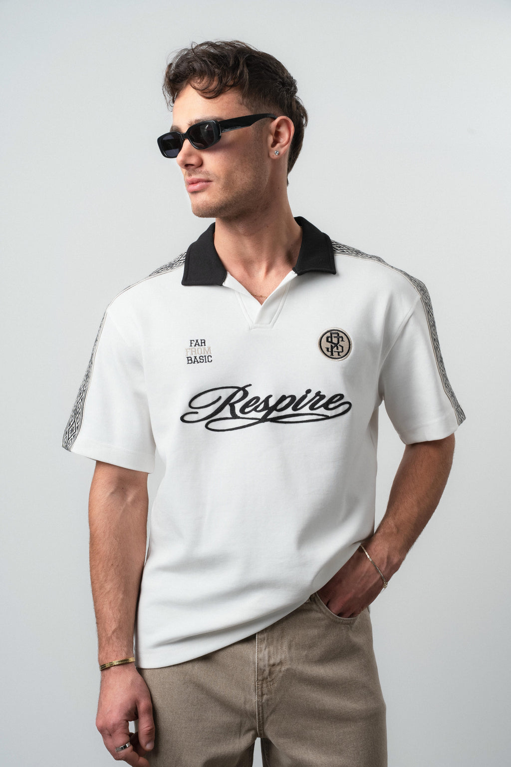 Respire Regular Fit Retro T-Shirt Ecru