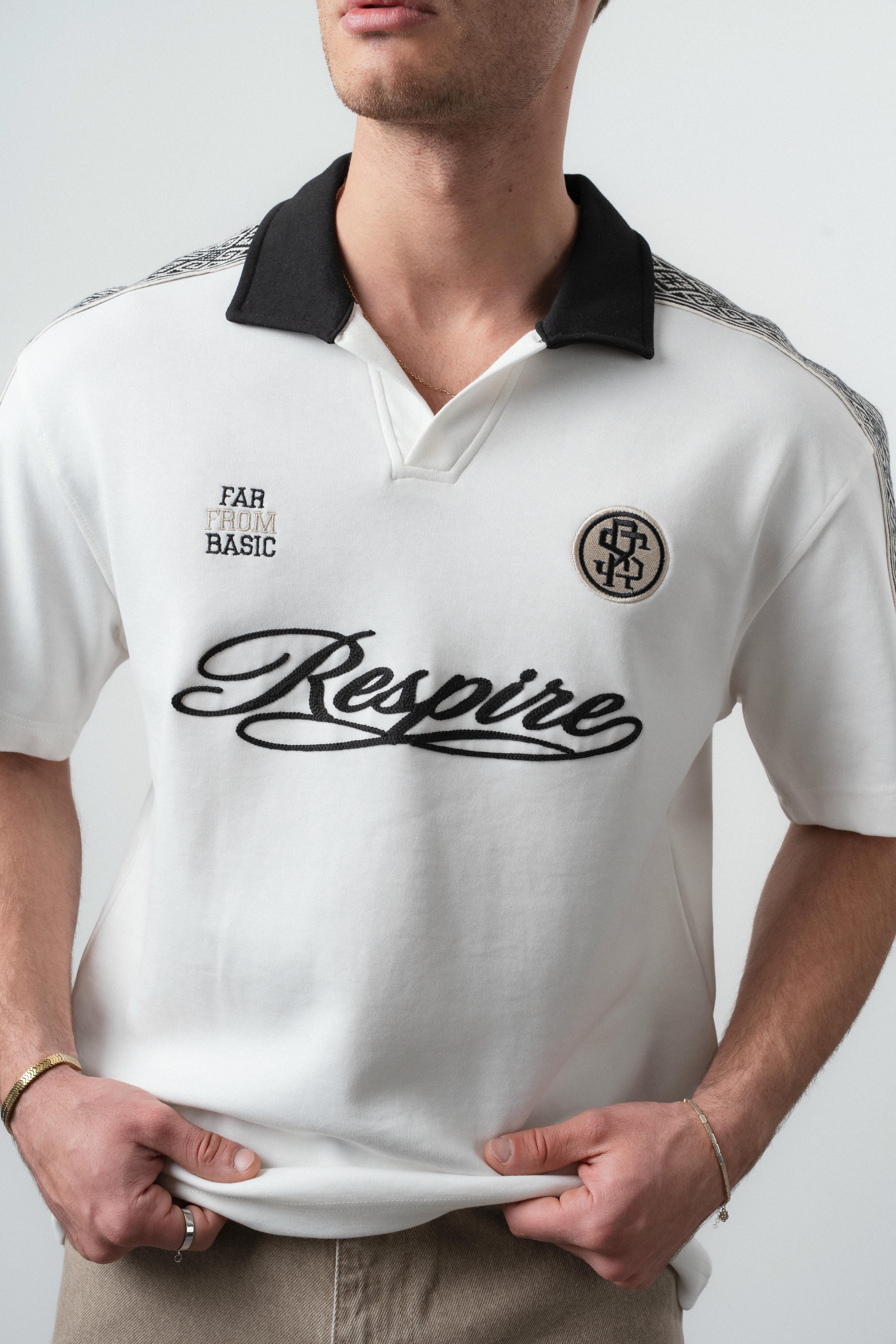 Respire Regular Fit Retro T-Shirt Ecru