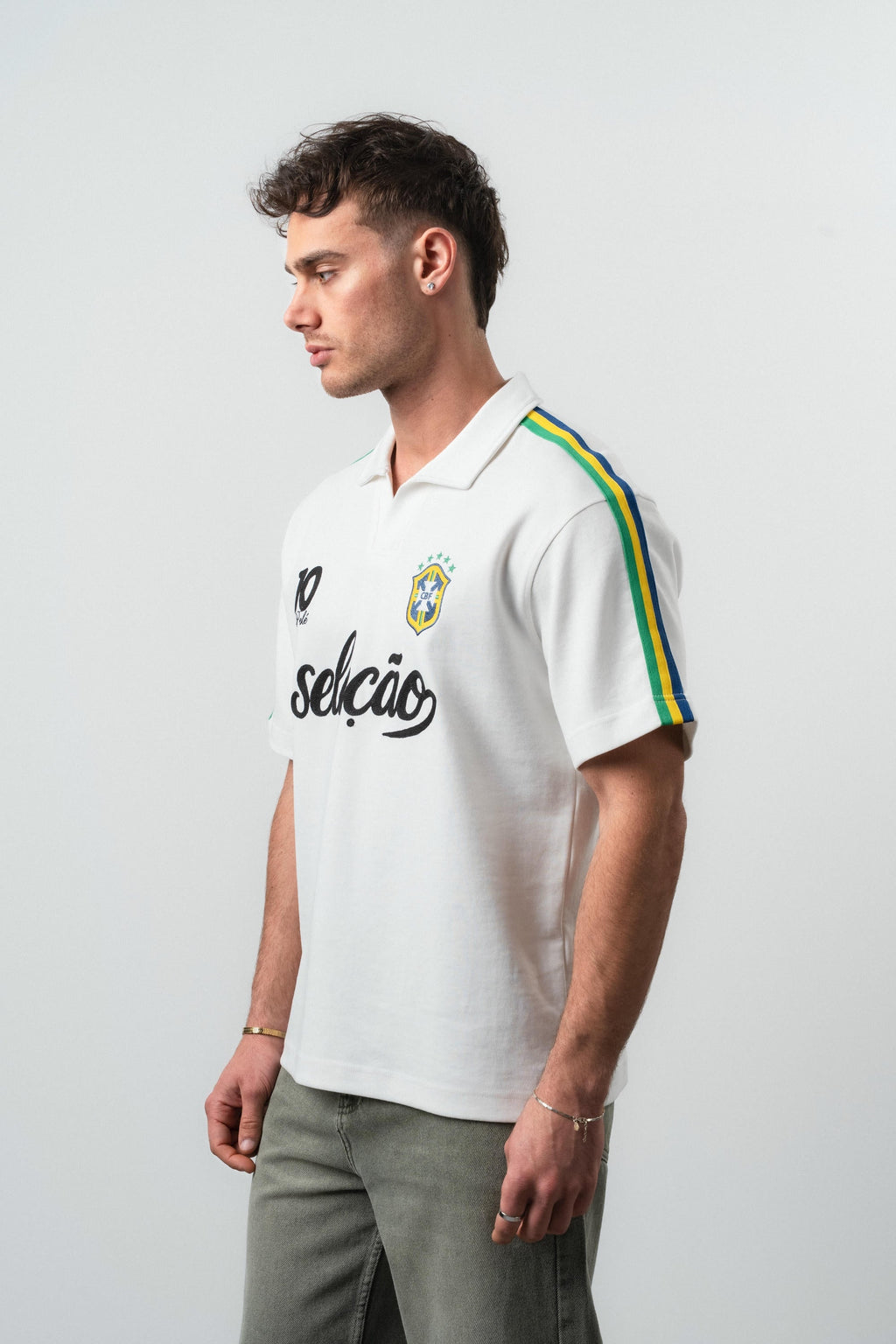 Brazil Regular Fit Retro T-Shirt Ecru