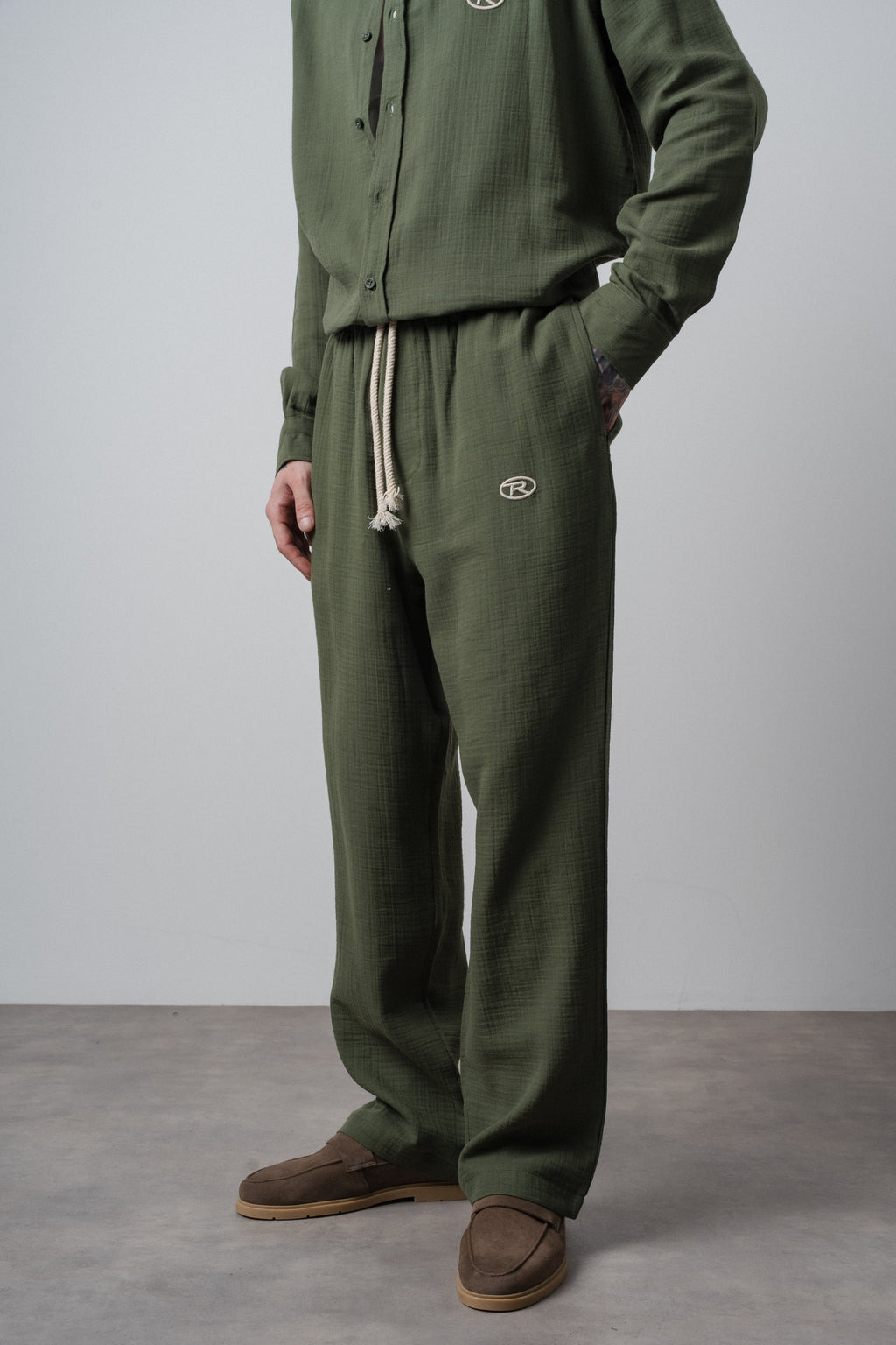 Muslin Baggy Sweatpant Dark Khaki