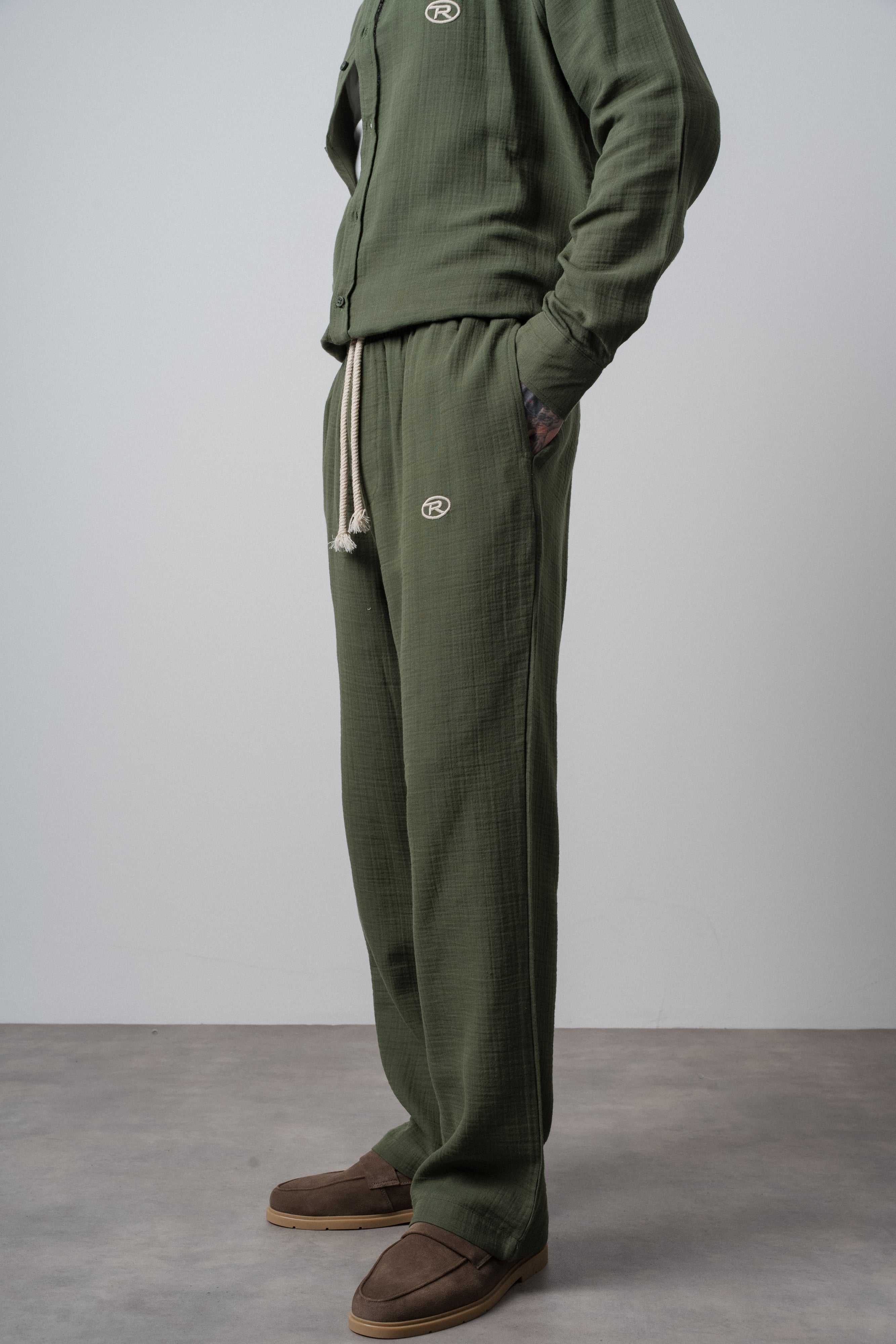 Muslin Baggy Sweatpant Dark Khaki