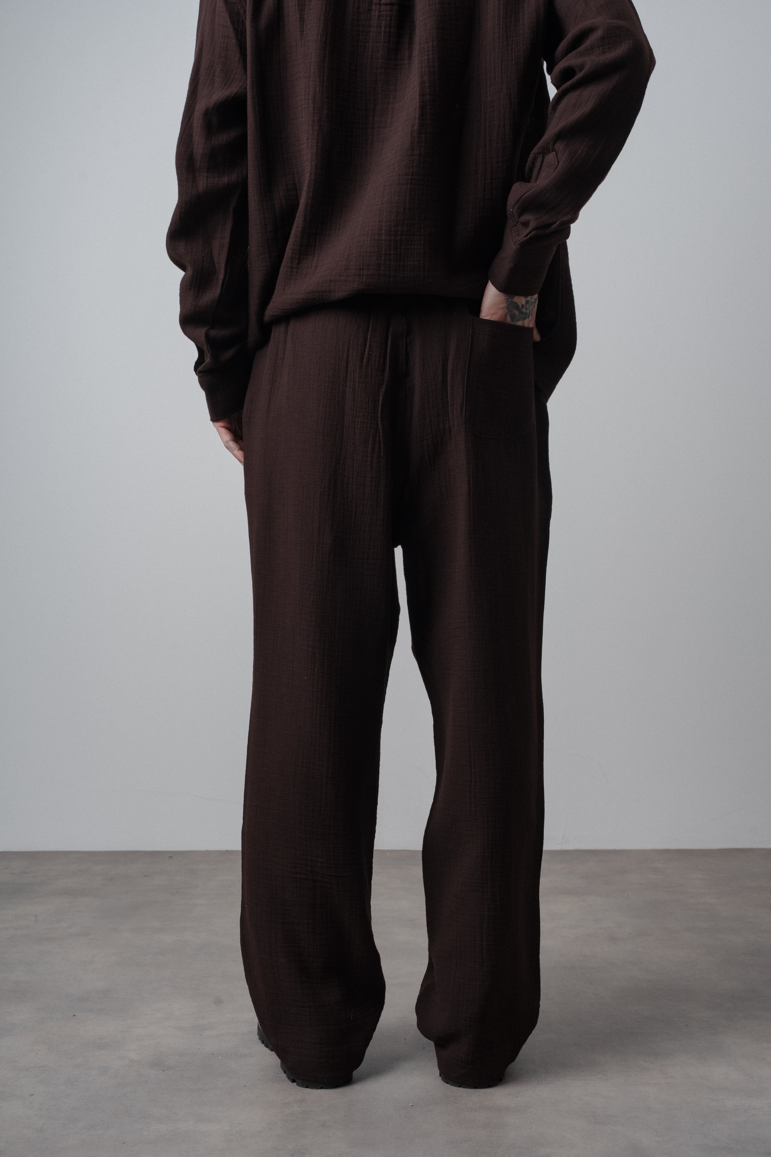 Muslin Baggy Sweatpant Dark Brown
