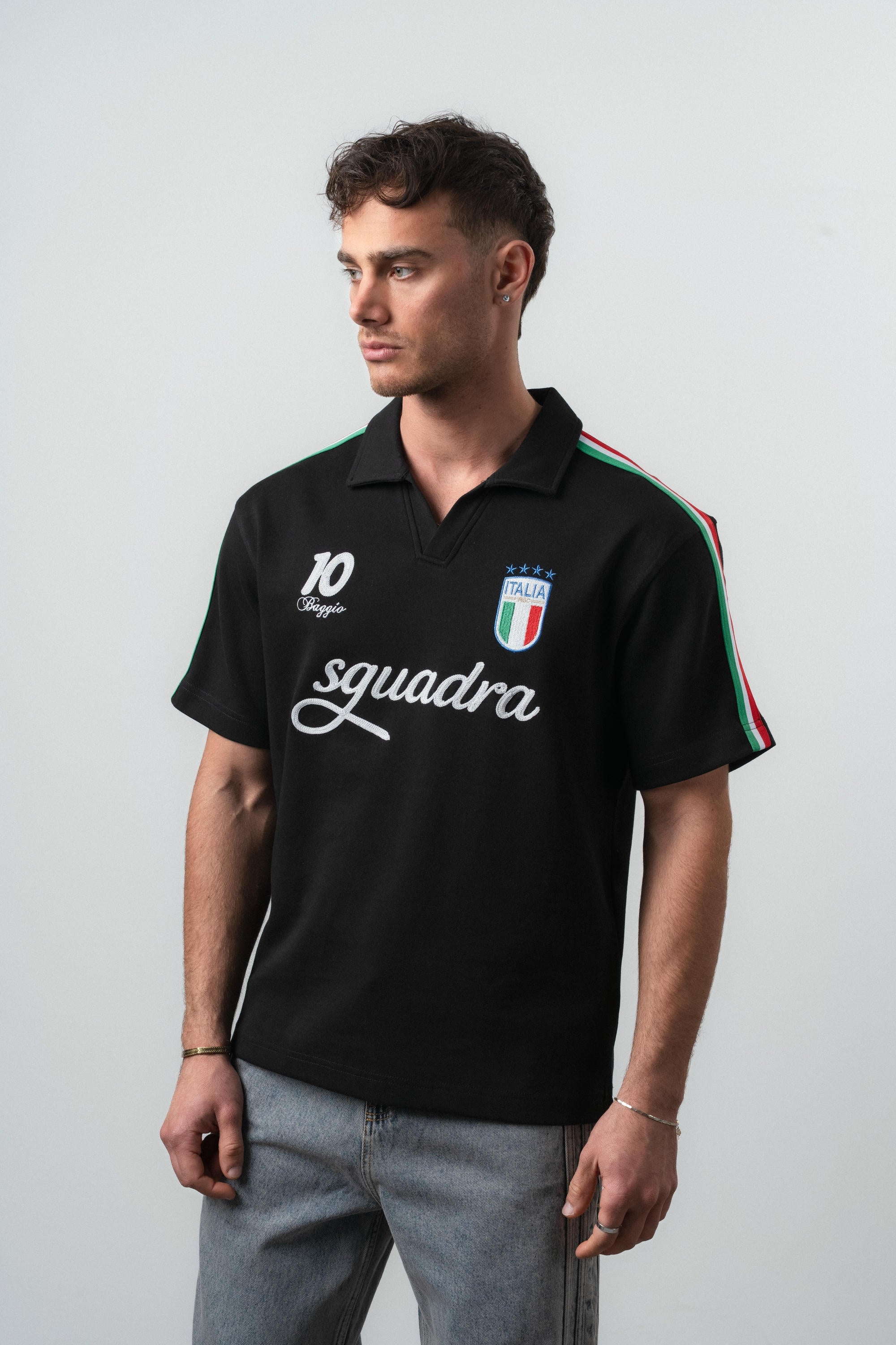 Italia Regular Fit Retro T-Shirt Black