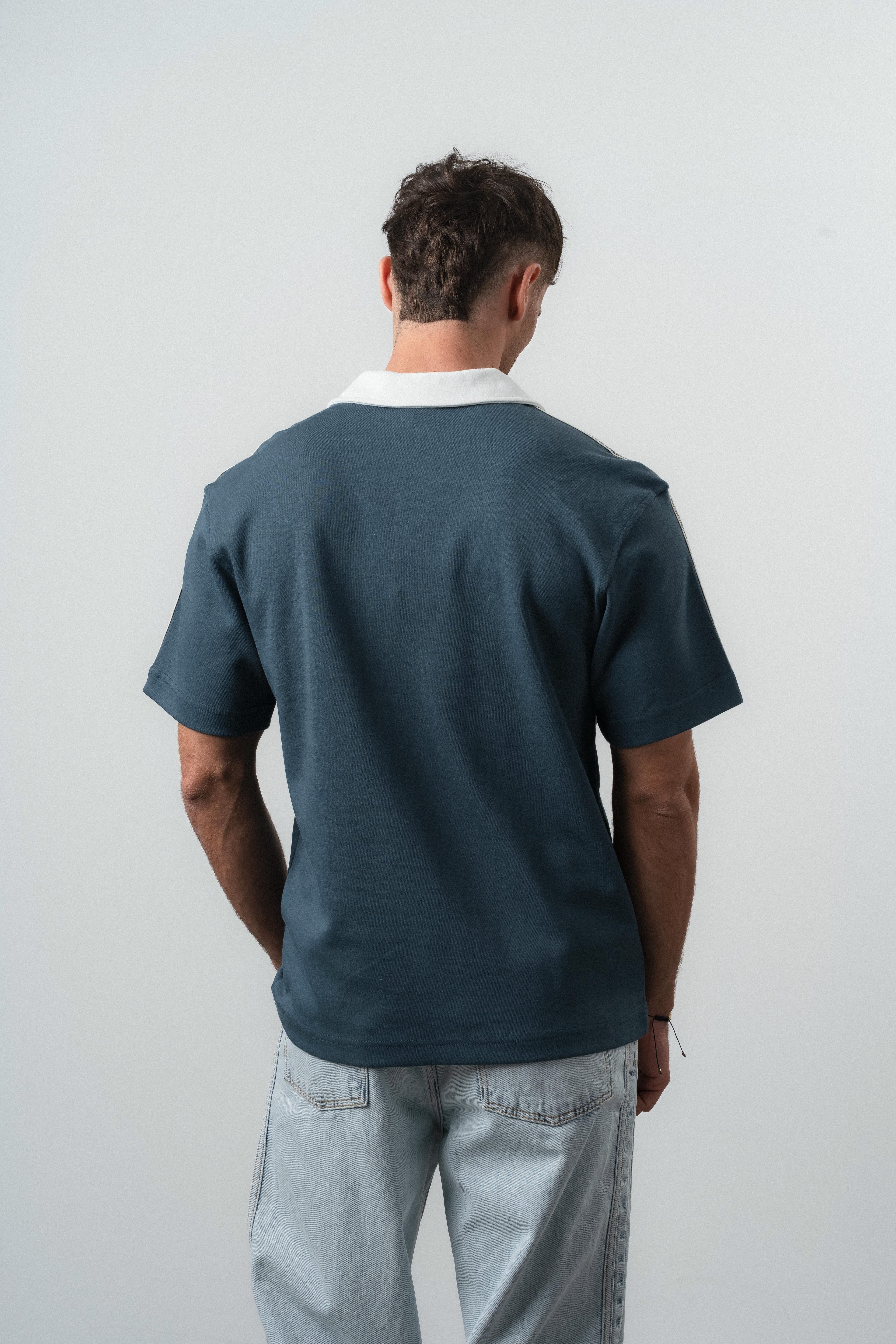 Respire Regular Fit Retro T-Shirt Petrol Blue