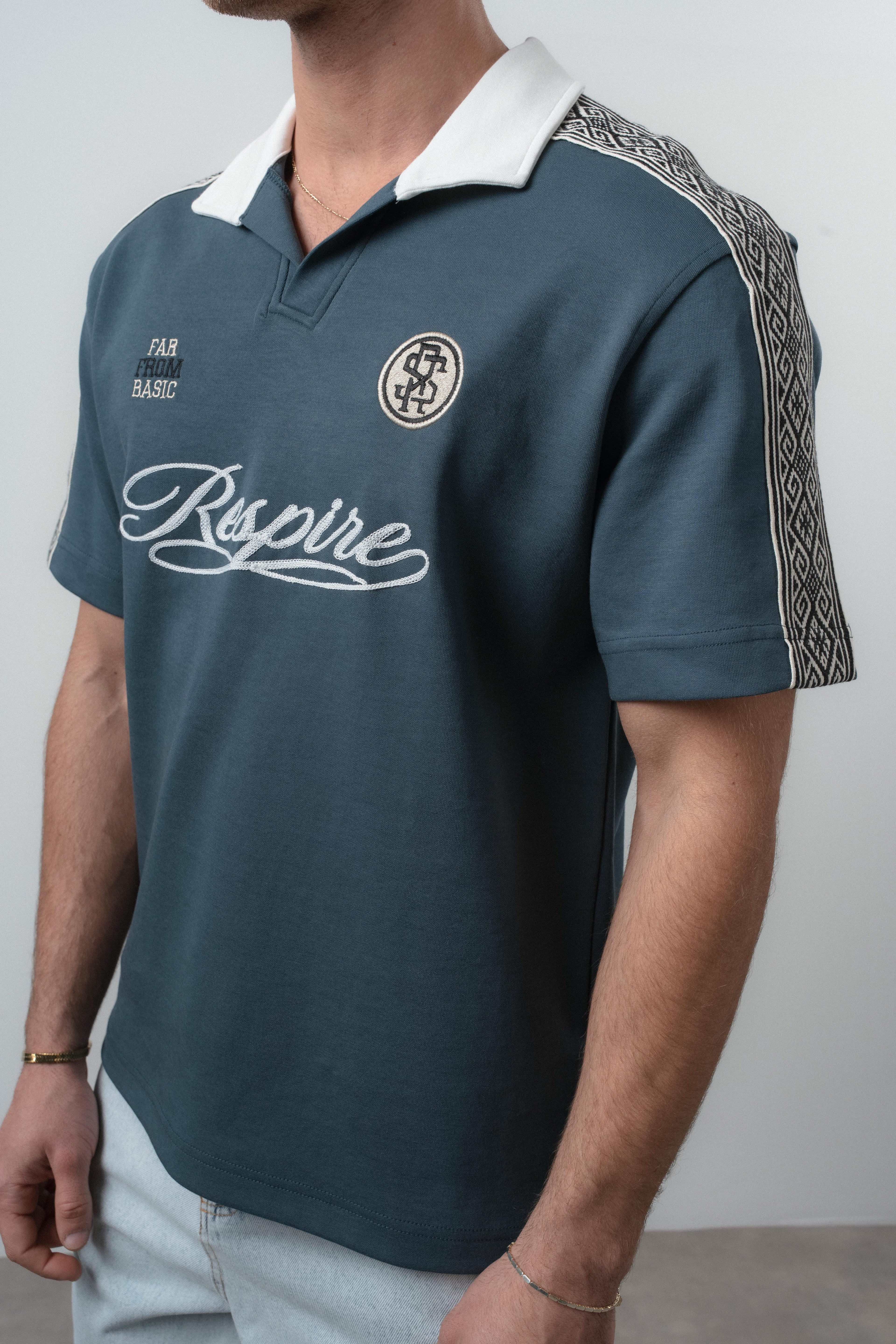Respire Regular Fit Retro T-Shirt Petrol Blue