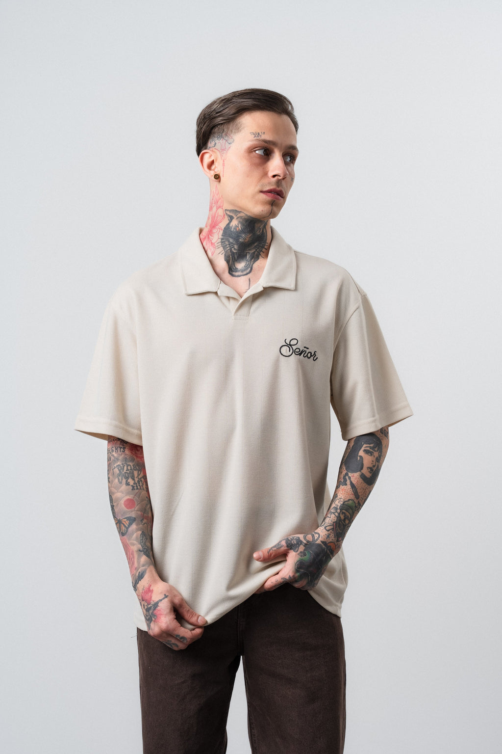Senor Regular Fit Polo T-Shirt Beige