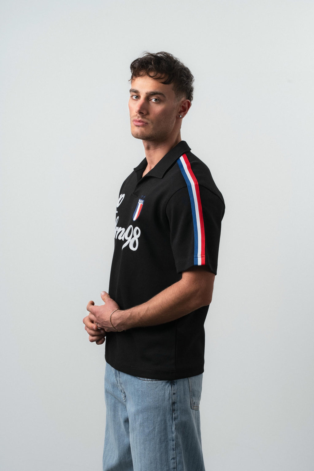 France Regular Fit Retro T-Shirt Black