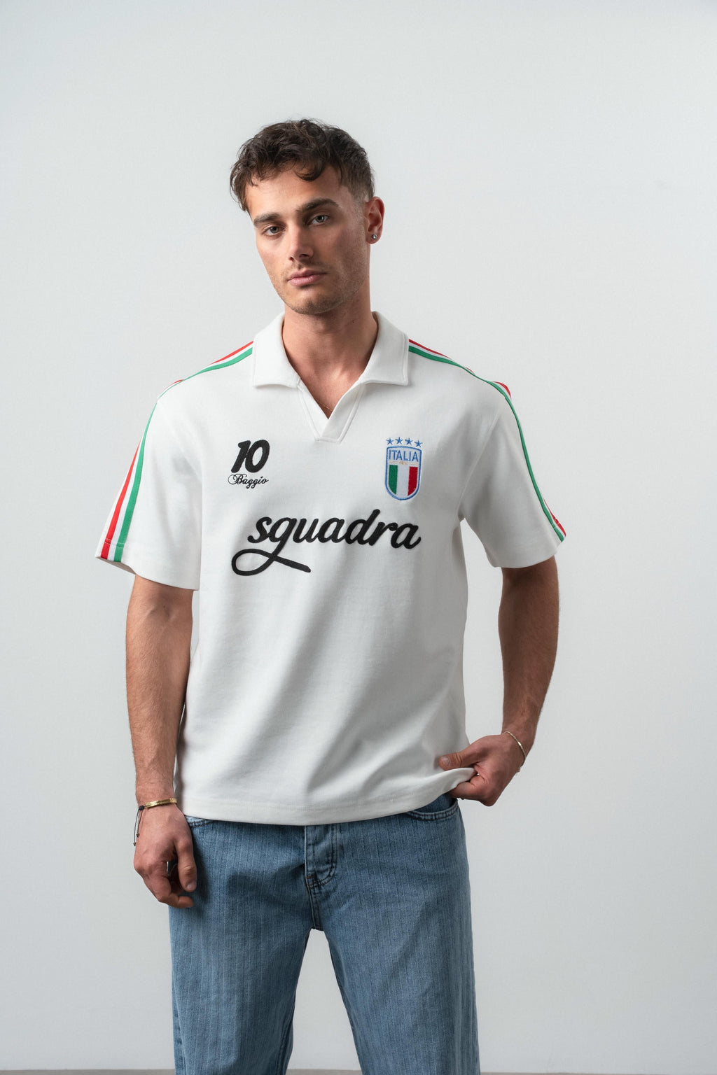 Italia Regular Fit Retro T-Shirt Ecru