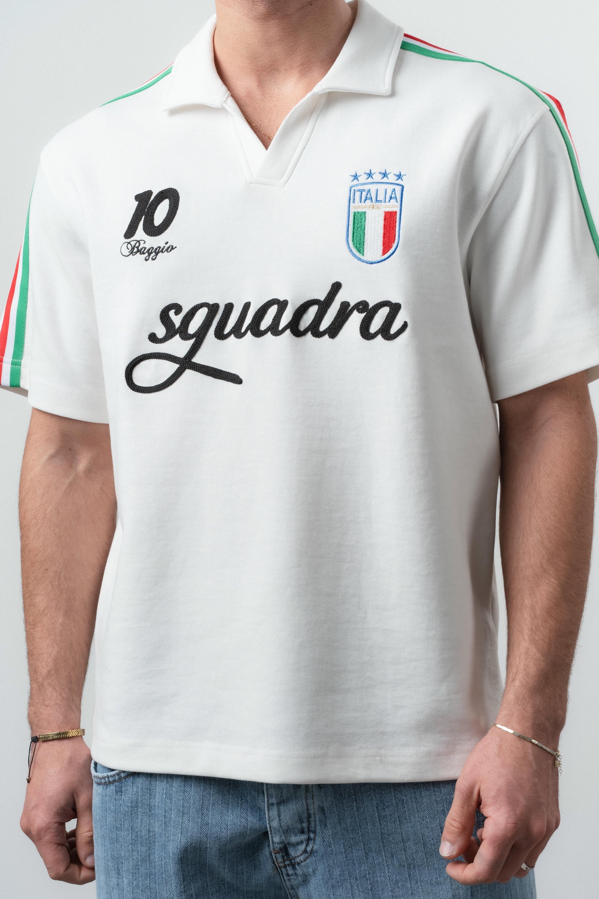 Italia Regular Fit Retro T-Shirt Ecru