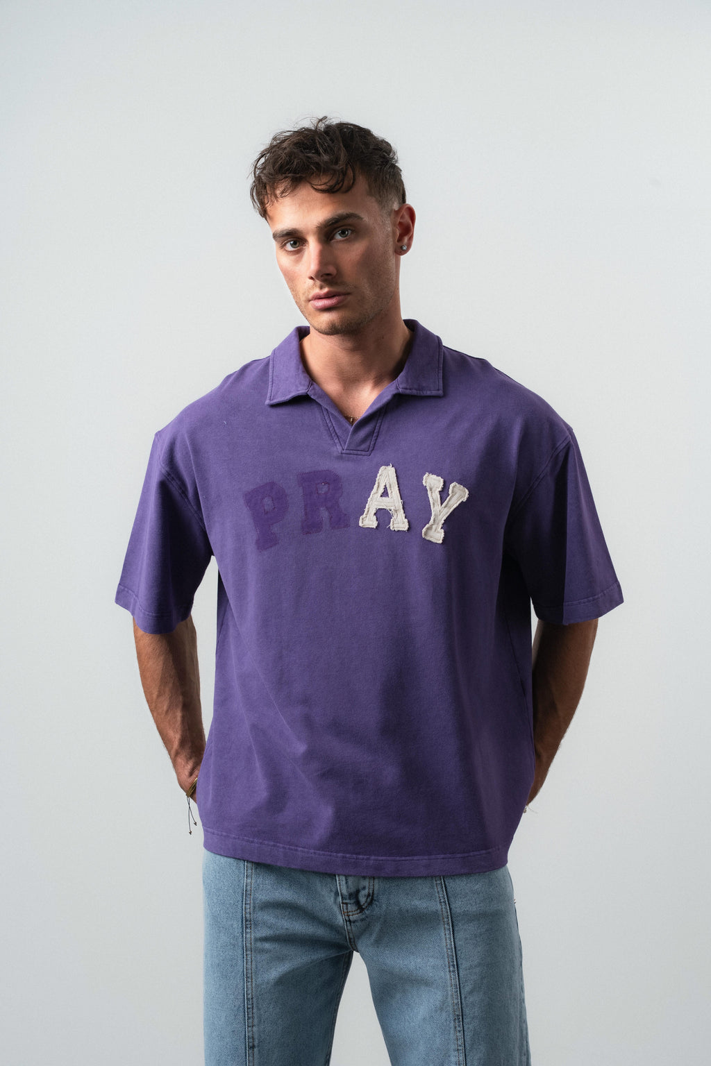 Pray Oversized T-Shirt Purple