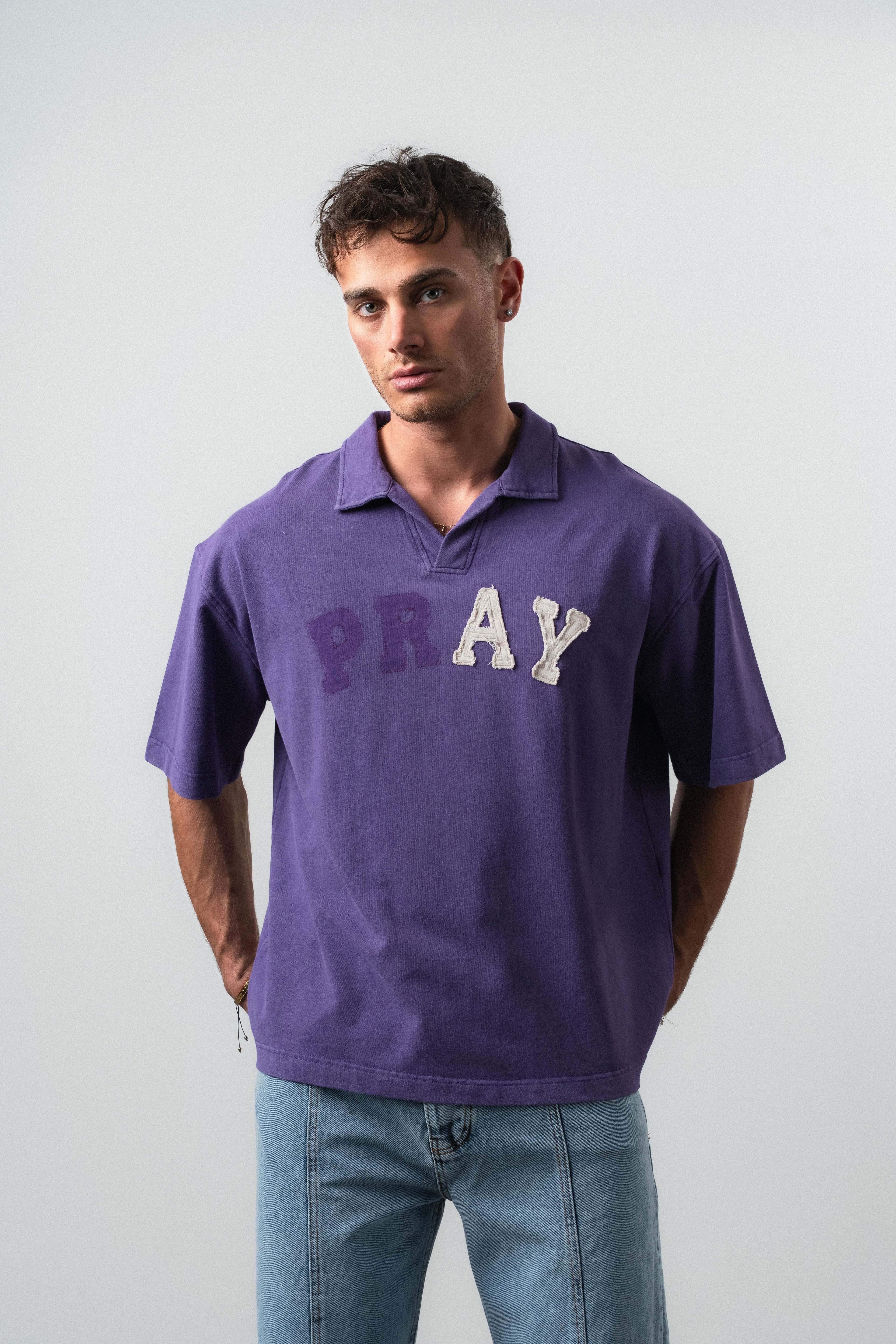 Pray Oversized T-Shirt Purple