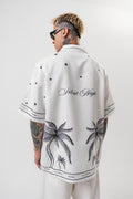 Night Pattern Oversized Shirt White