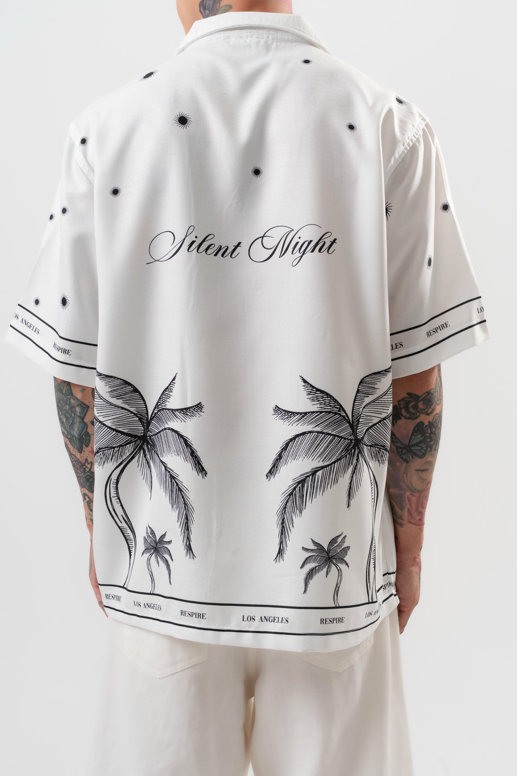Night Pattern Oversized Shirt White