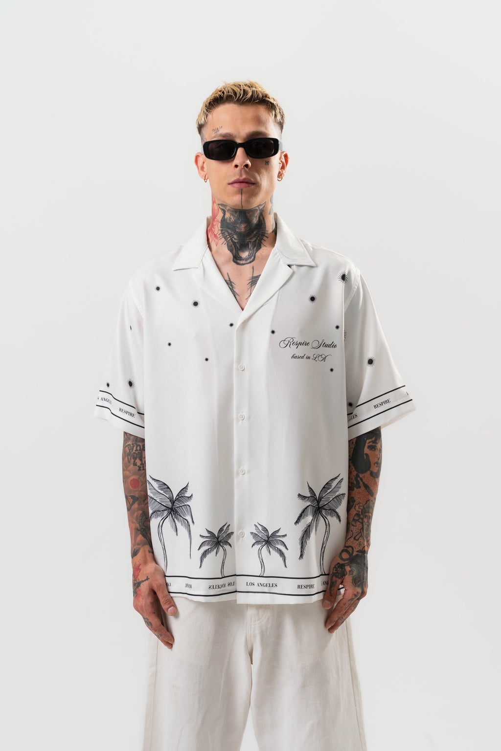 Night Pattern Oversized Shirt White