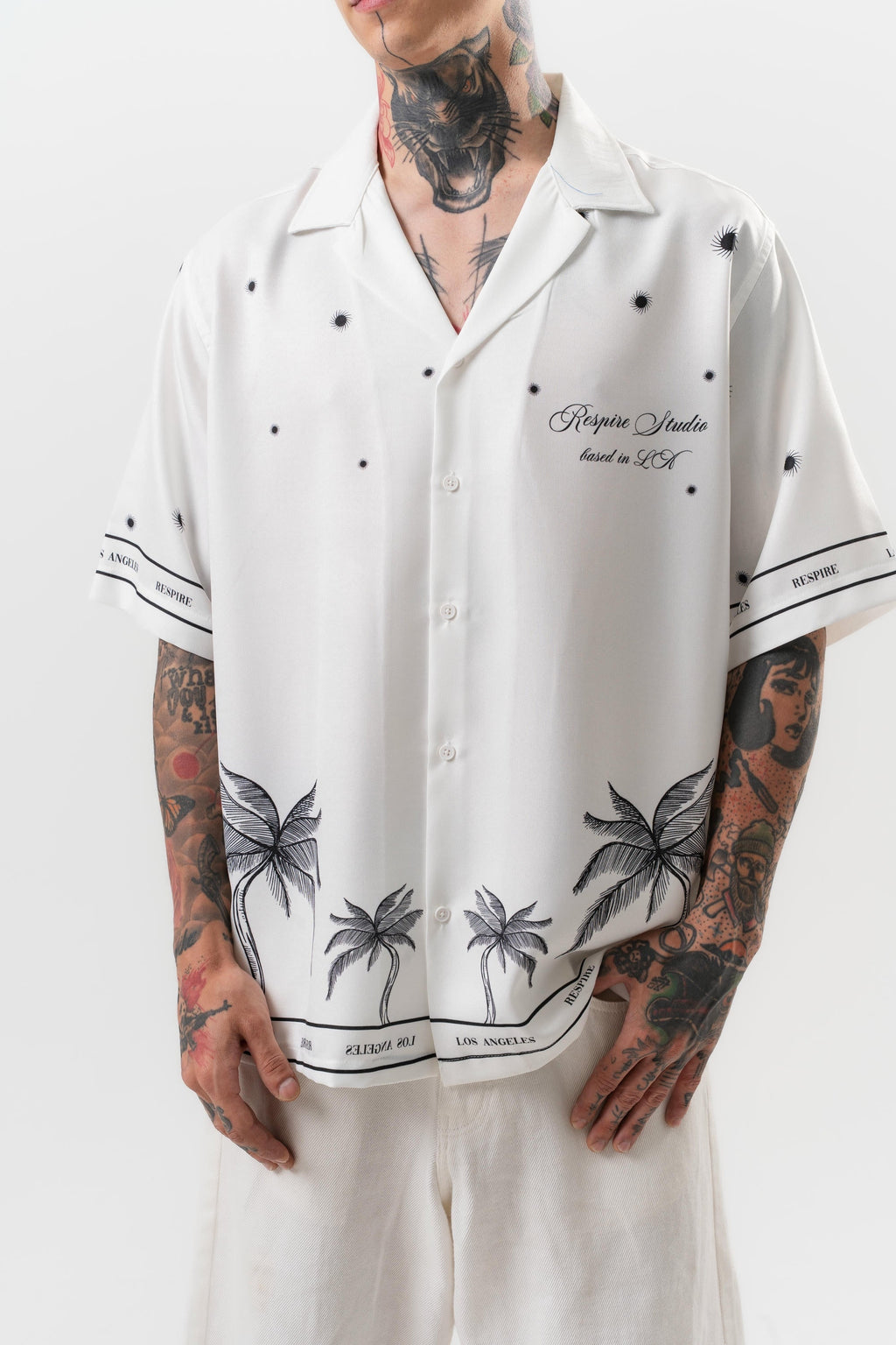 Night Pattern Oversized Shirt White