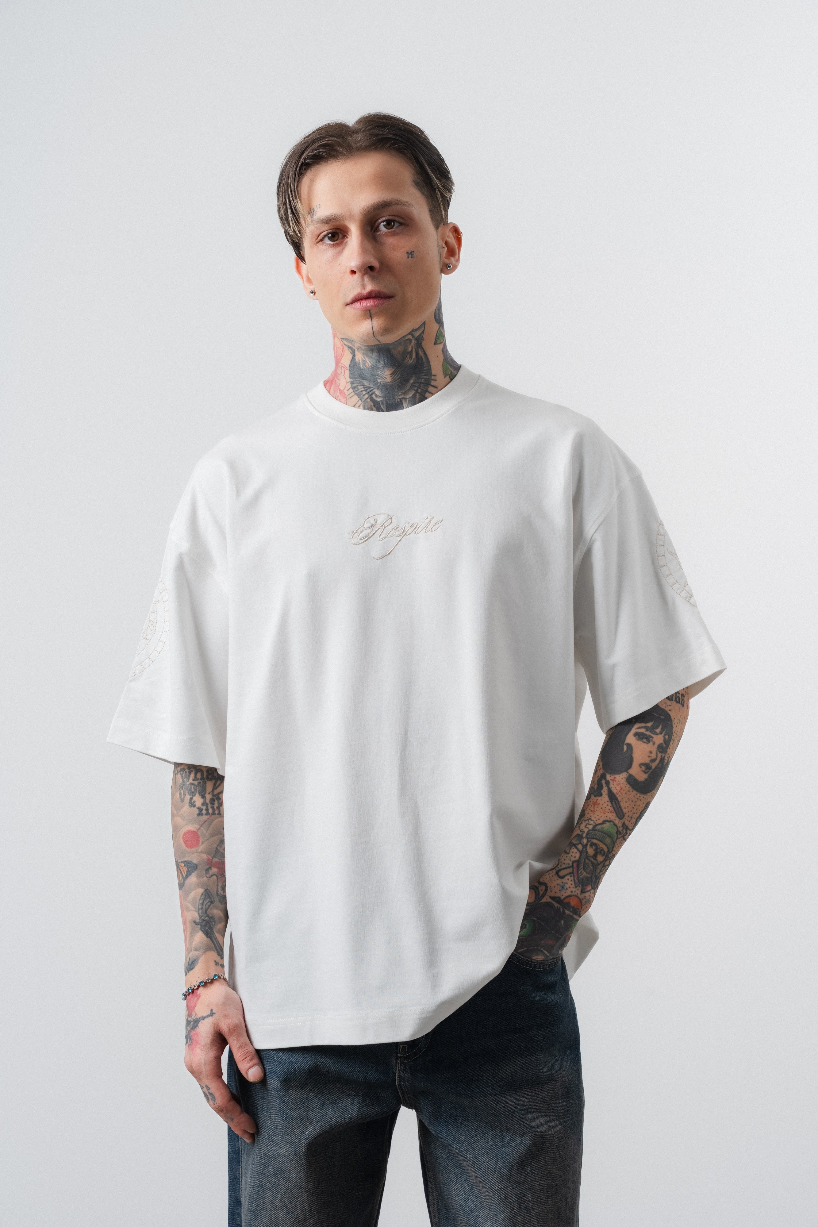 Rosette Oversized T-Shirt Ecru