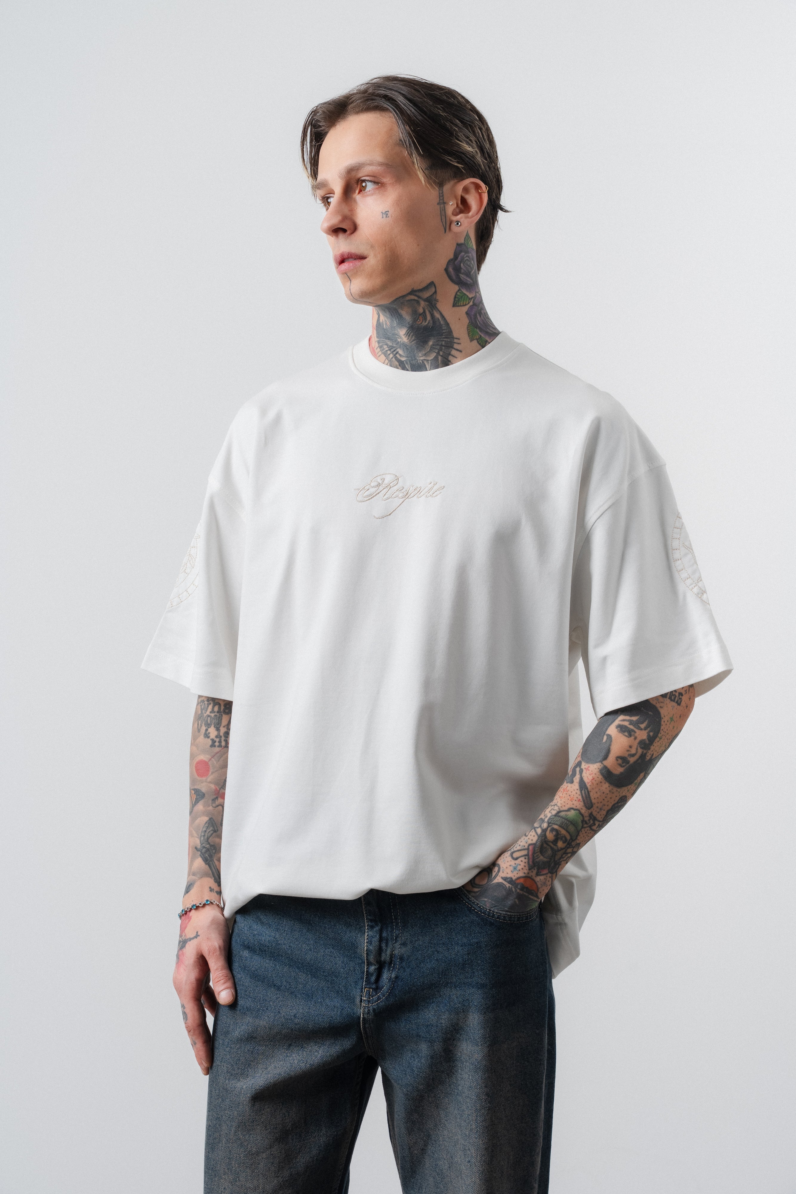 Rosette Oversized T-Shirt Ecru