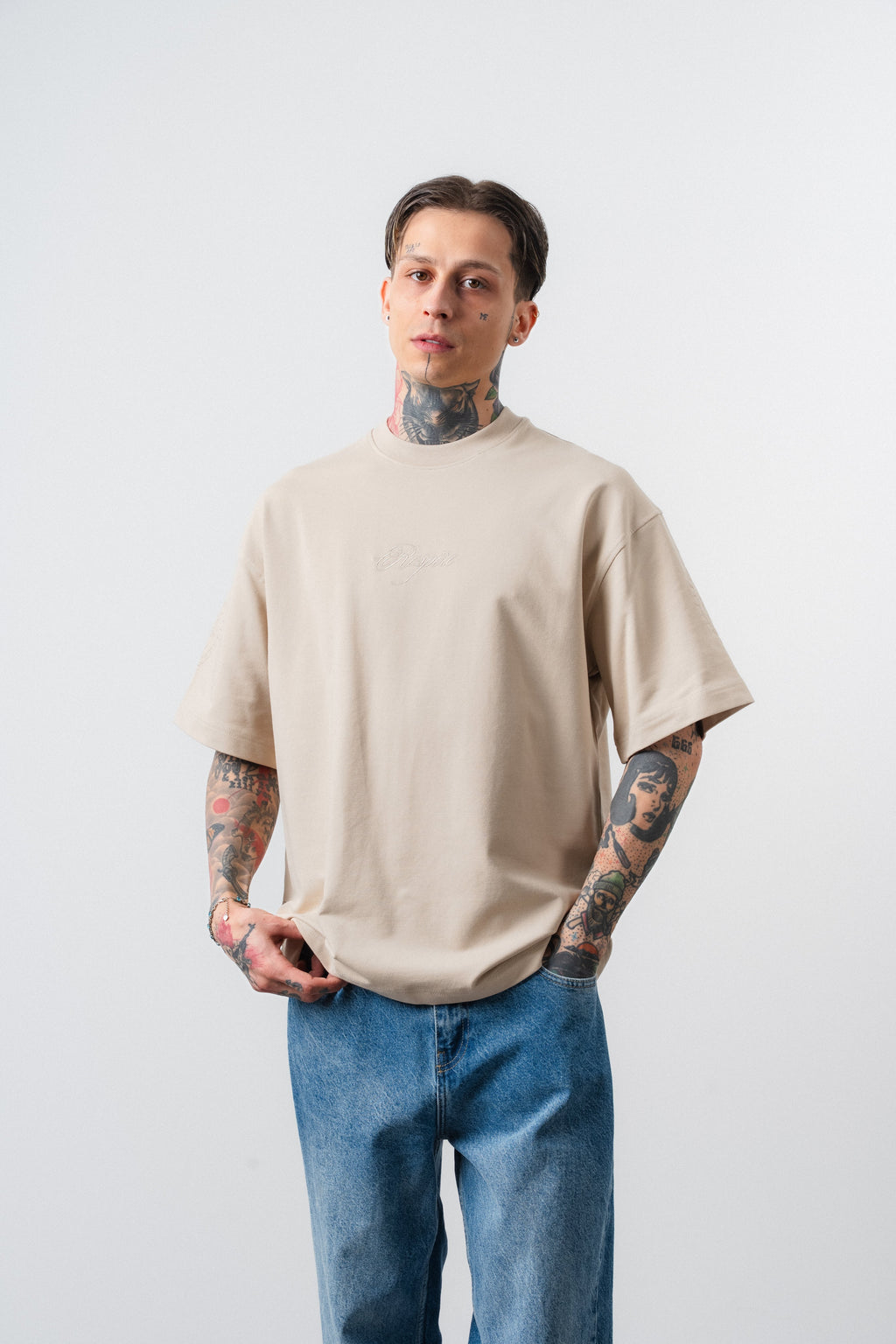 Rosette Oversized T-Shirt Beige