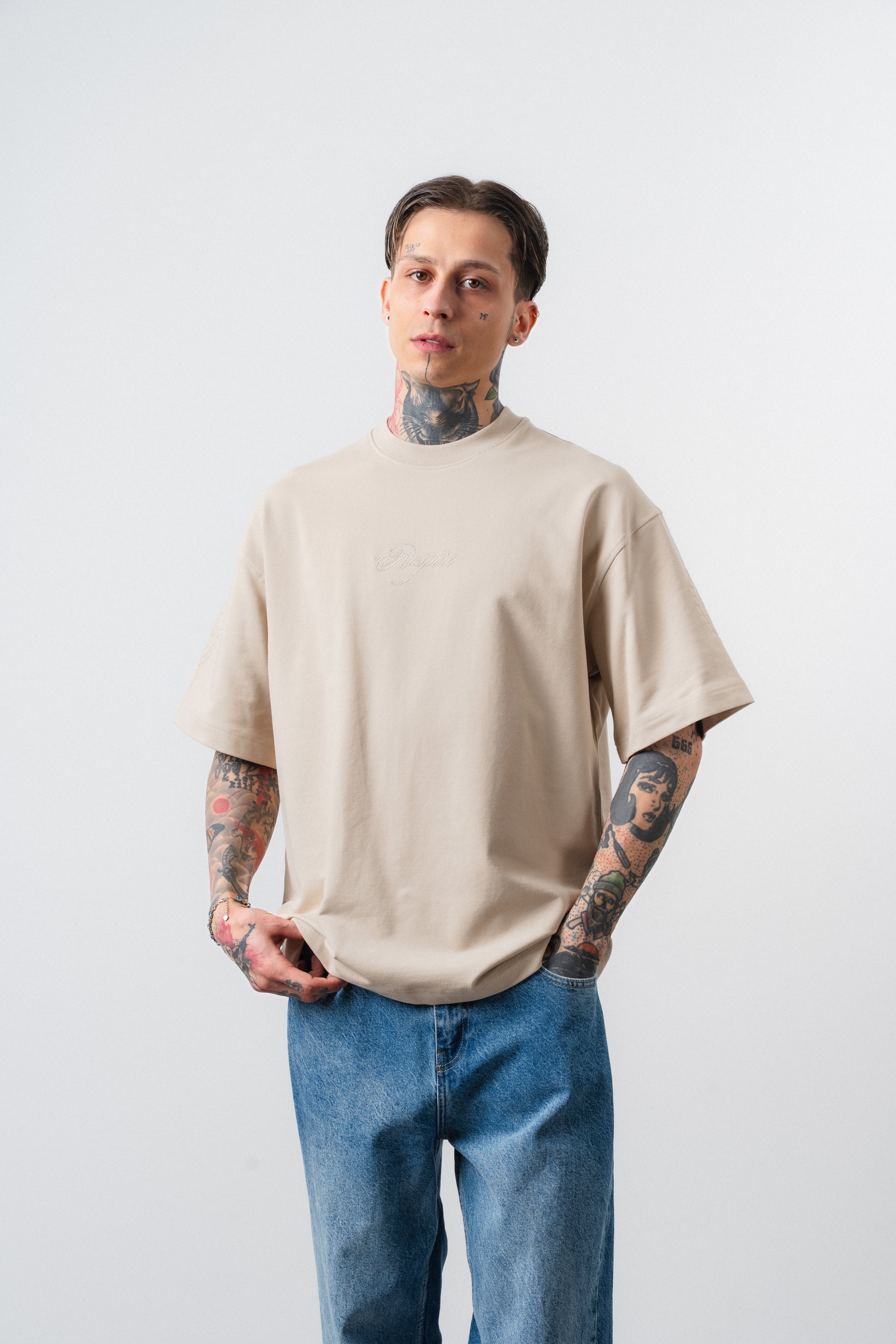 Rosette Oversized T-Shirt Beige