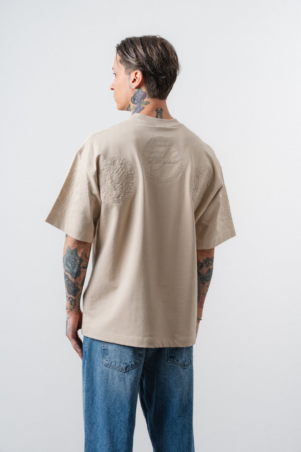 Rosette Oversized T-Shirt Beige