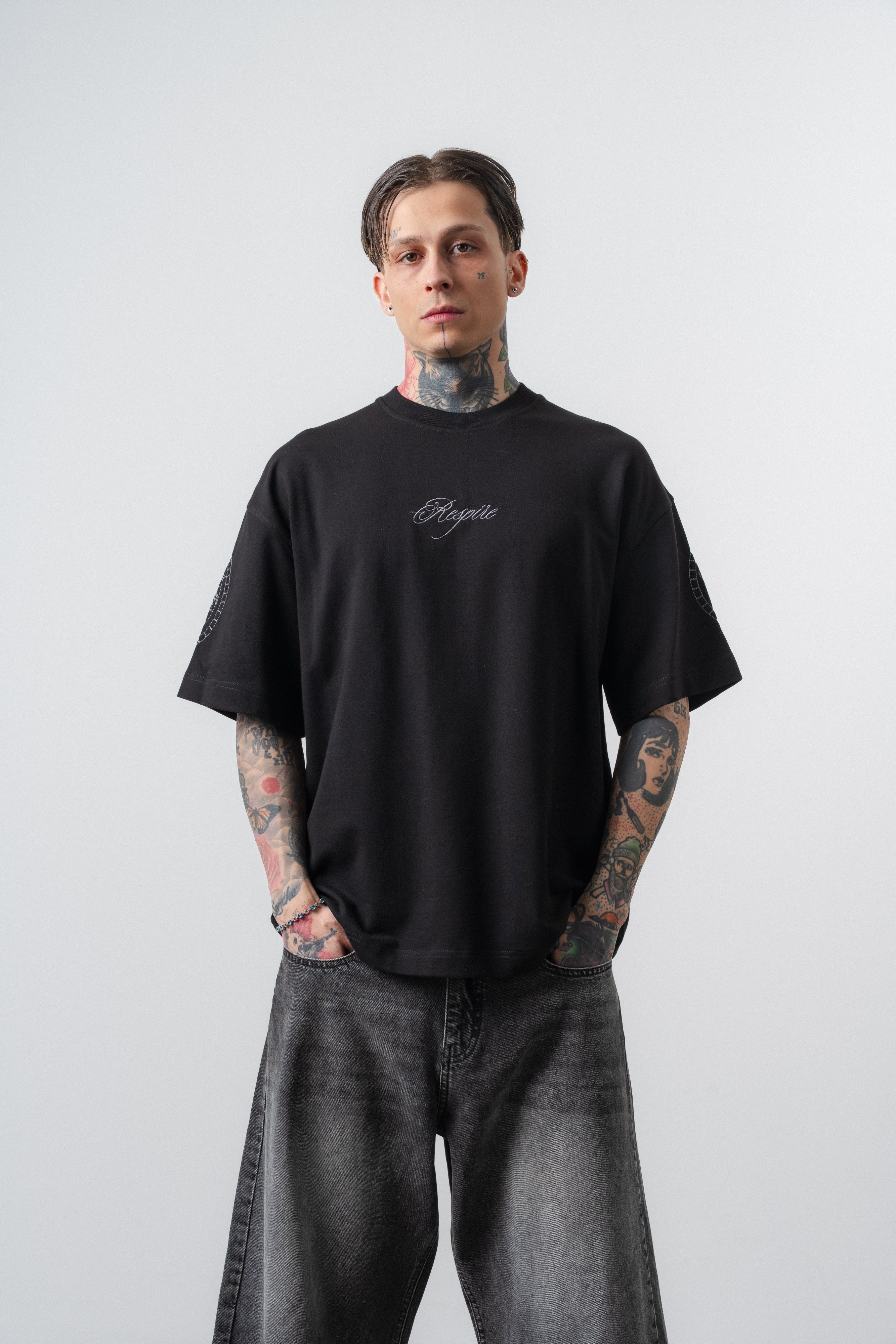 Rosette Oversized T-Shirt Black