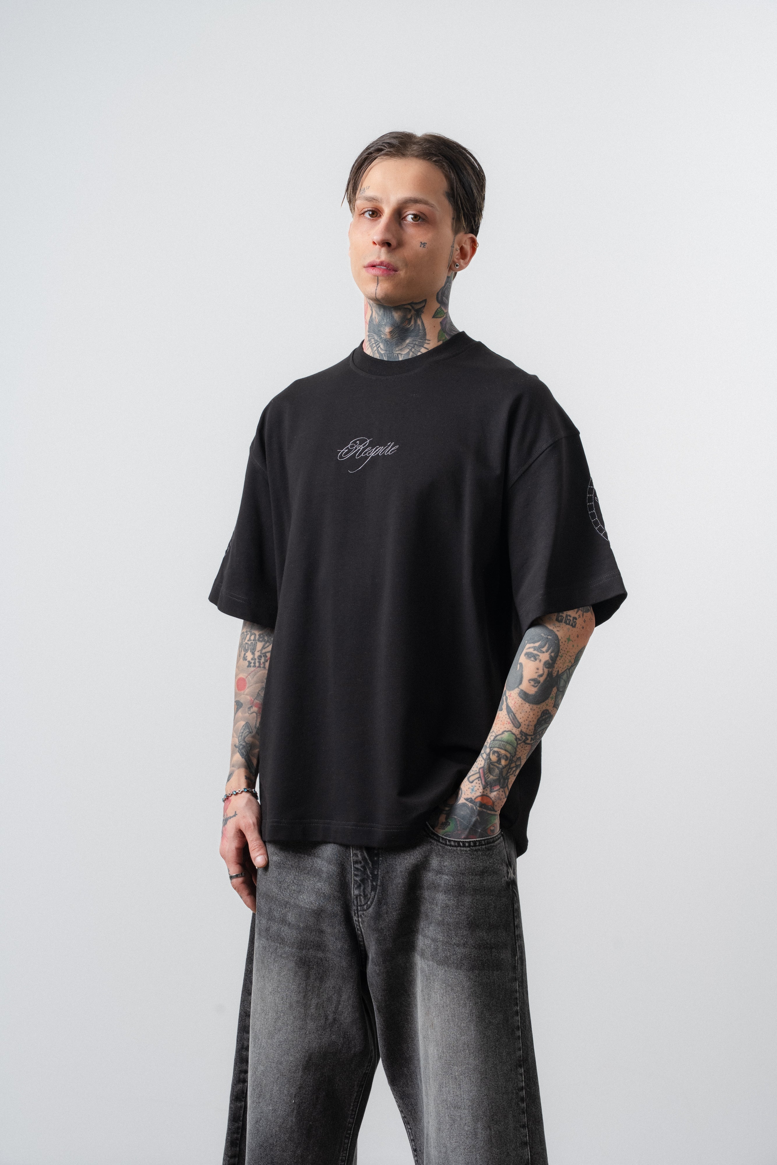 Rosette Oversized T-Shirt Black