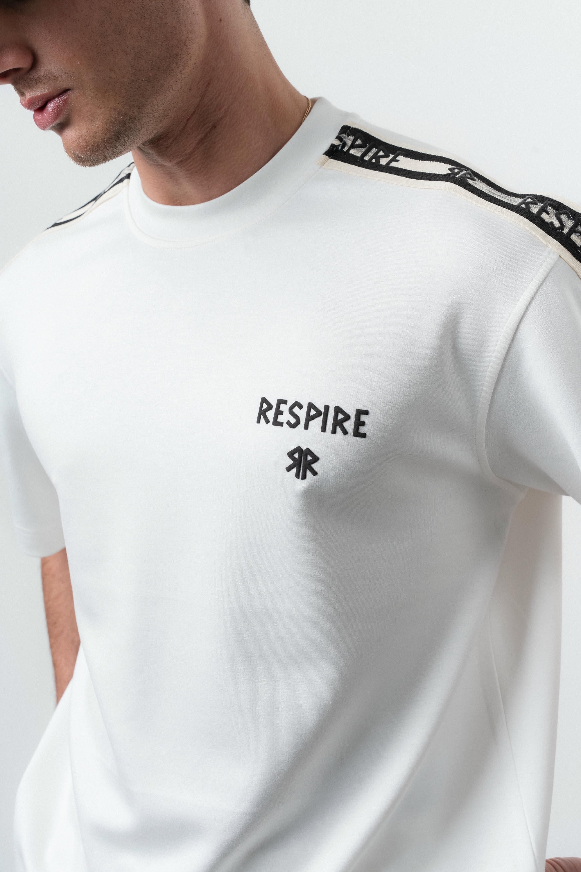 Respire Striped Regular Fit Tracksuit Ecru
