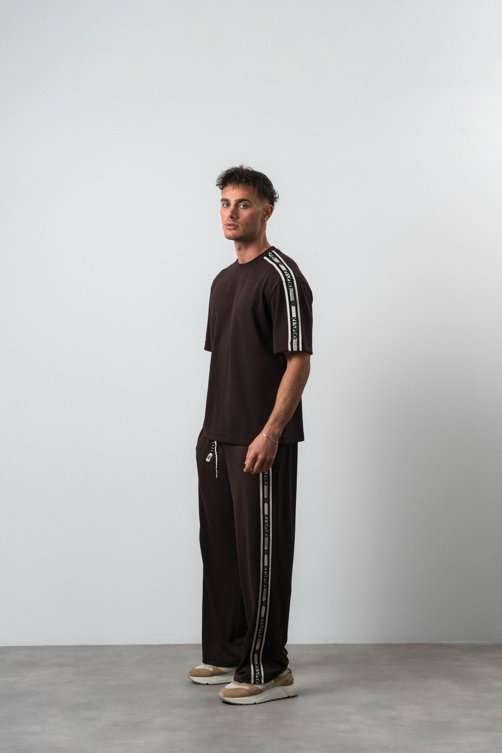 Respire Striped Regular Fit Tracksuit Brown