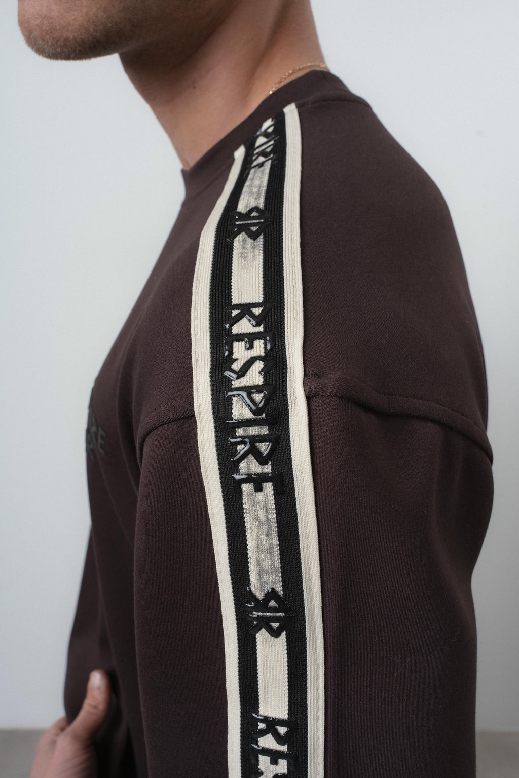 Respire Striped Regular Fit Tracksuit Brown