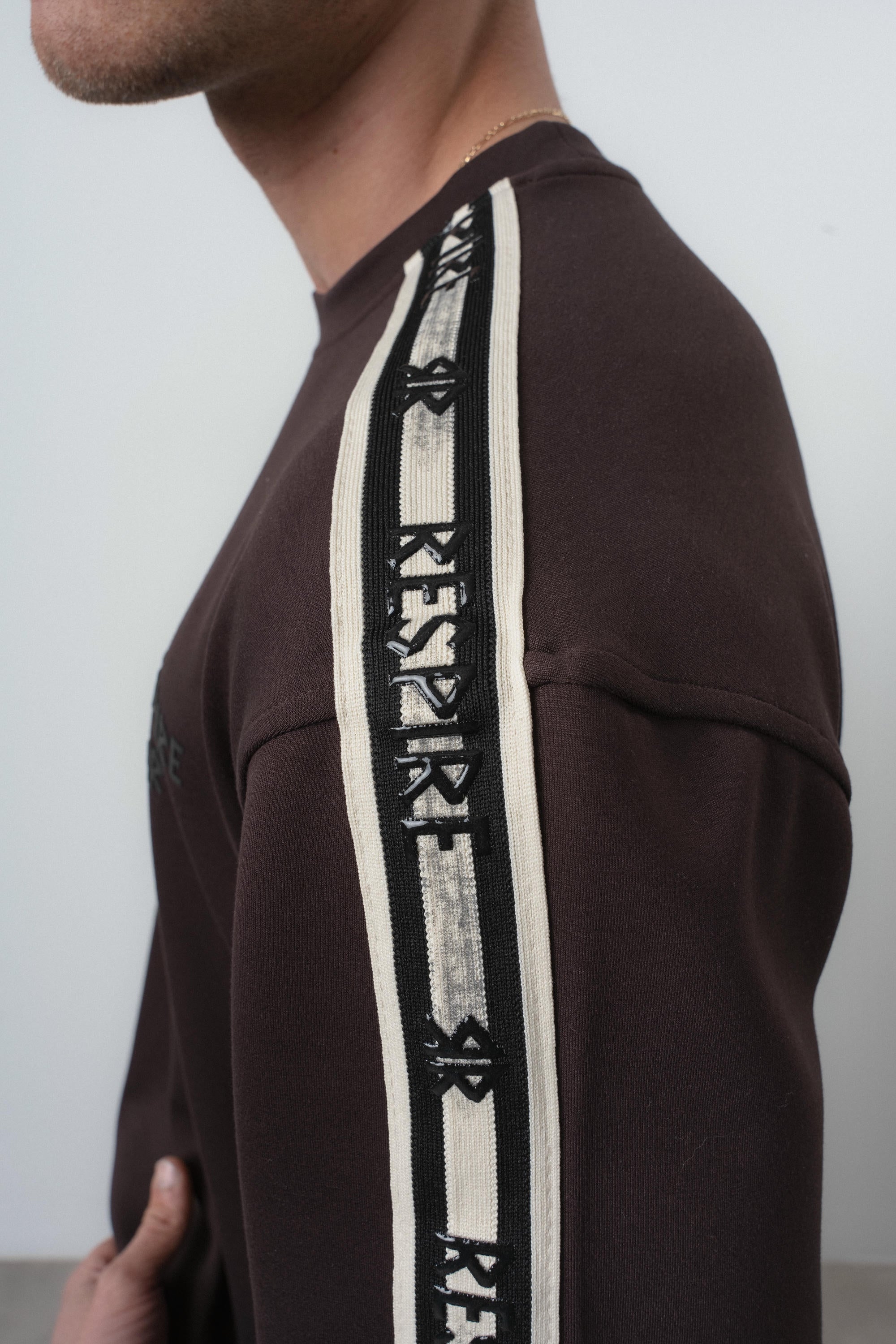 Respire Striped Regular Fit Tracksuit Brown