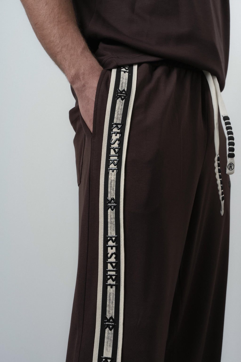 Respire Striped Regular Fit Tracksuit Brown