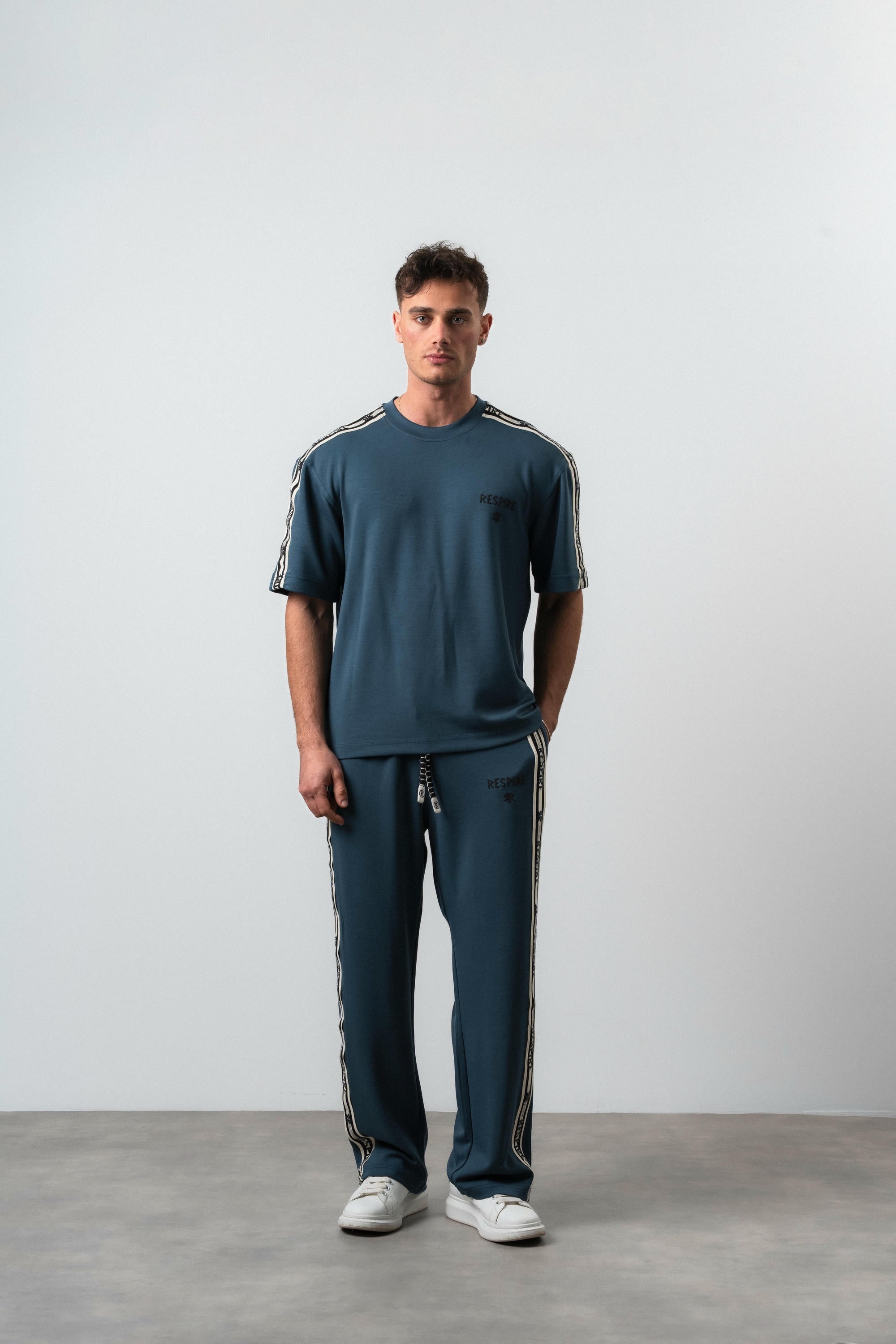Respire Striped Regular Fit Tracksuit Petrol Blue