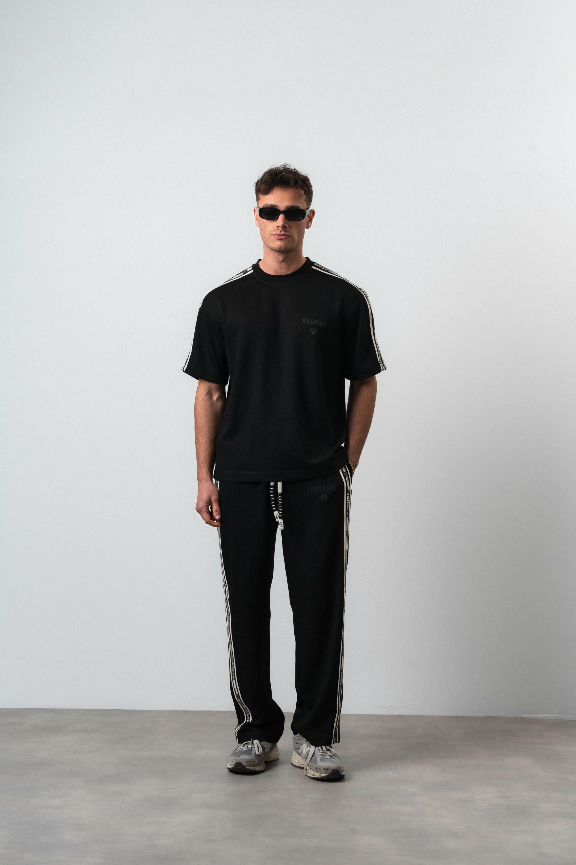 Respire Striped Regular Fit Tracksuit Black