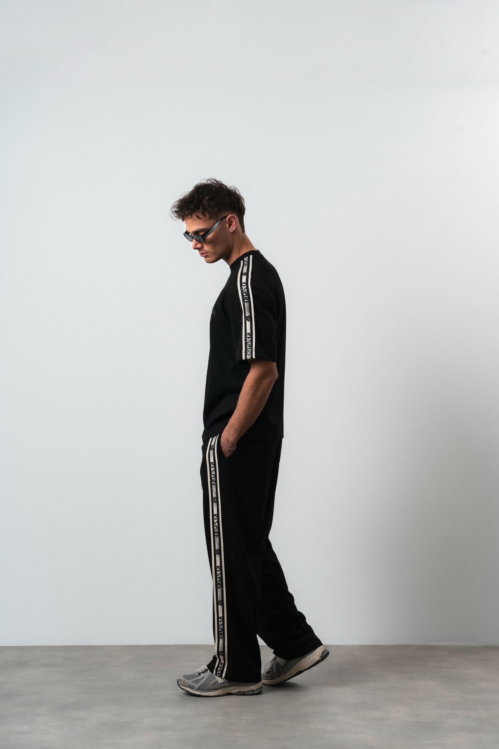 Respire Striped Regular Fit Tracksuit Black