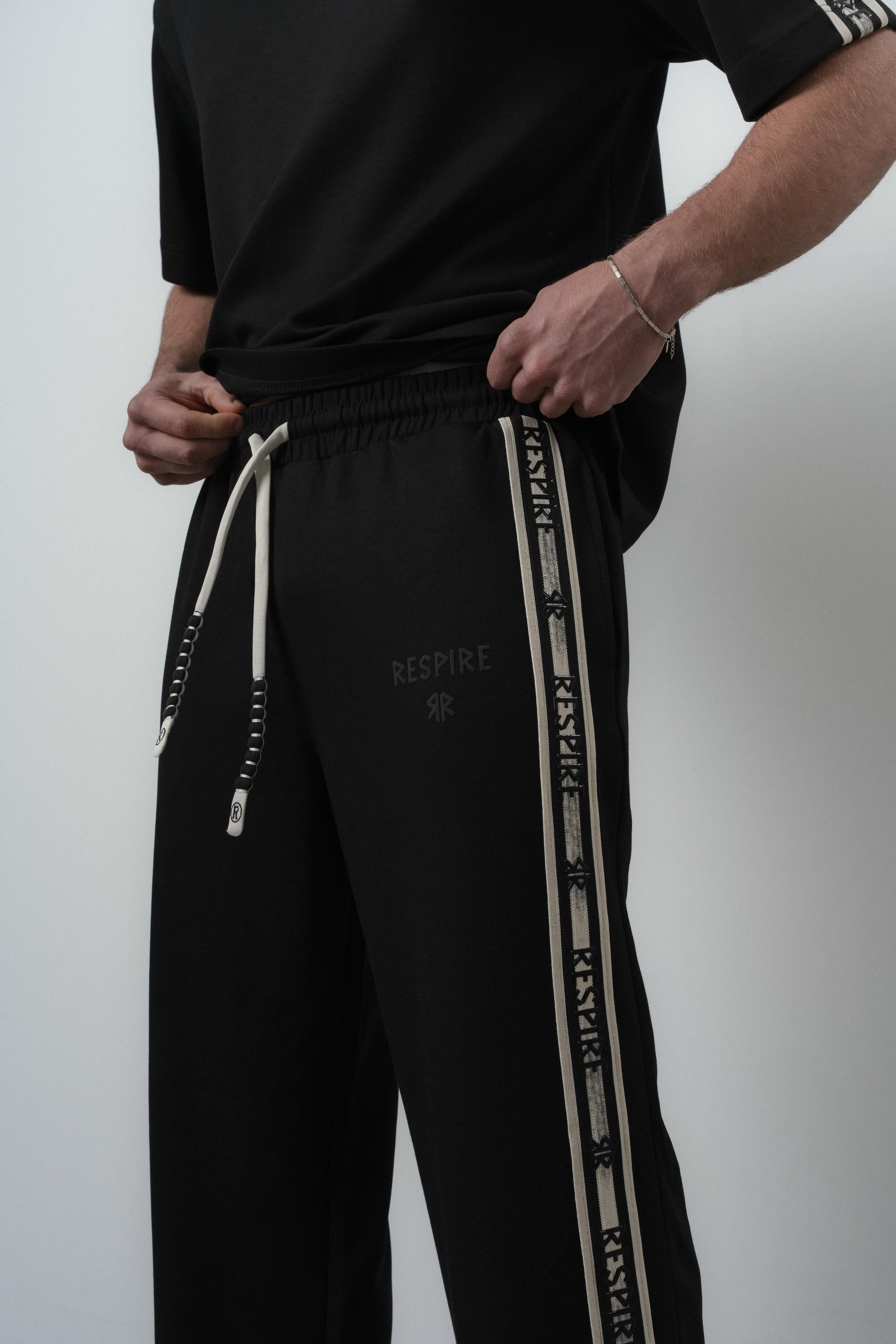 Respire Striped Regular Fit Tracksuit Black