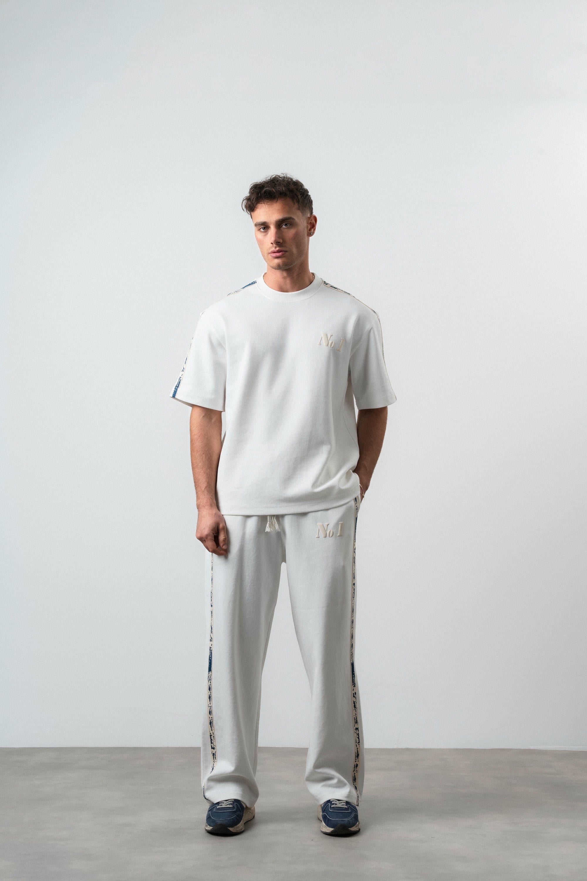 No1 Striped Regular Fit Tracksuit Ecru