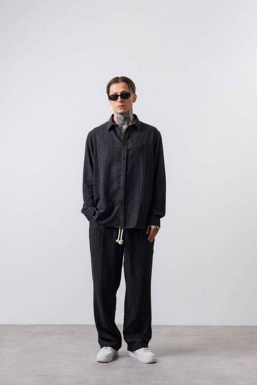 R Embroidered Oversized Tracksuit Black