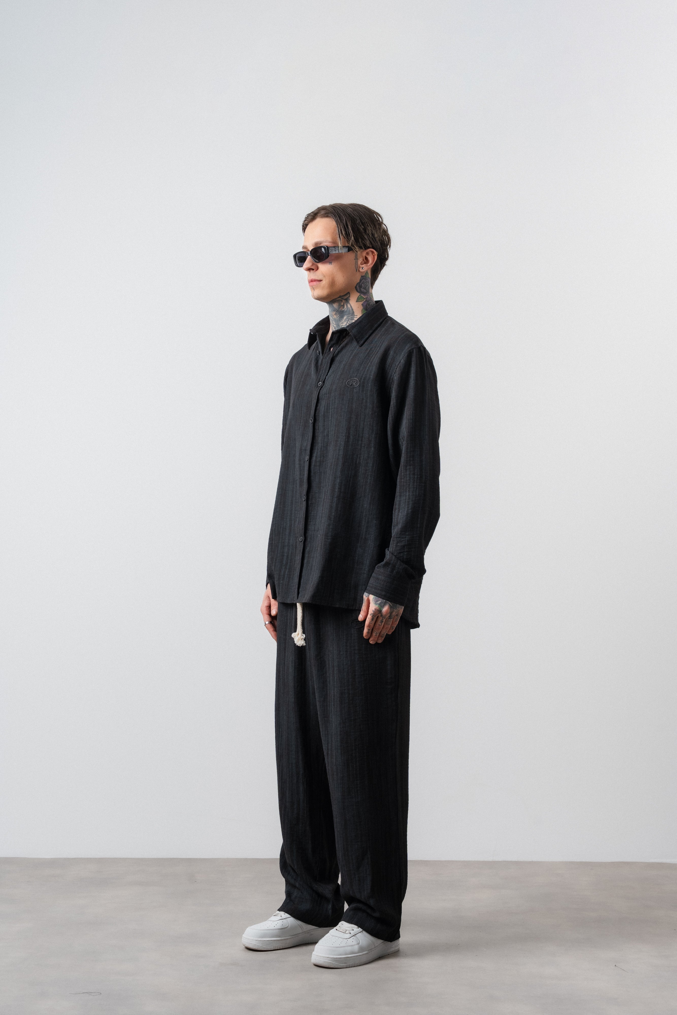 R Embroidered Oversized Tracksuit Black