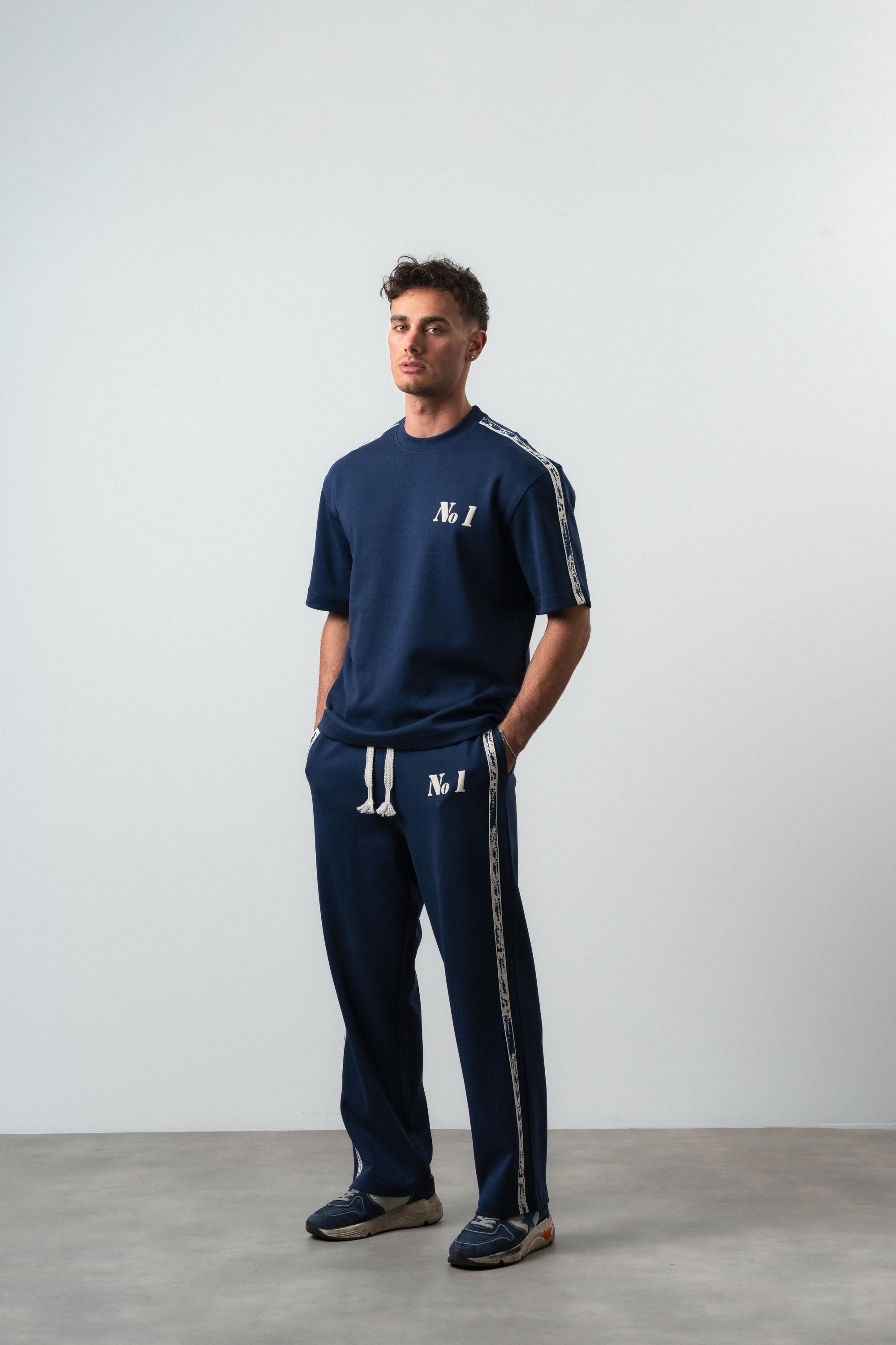 No1 Striped Regular Fit Tracksuit Navy