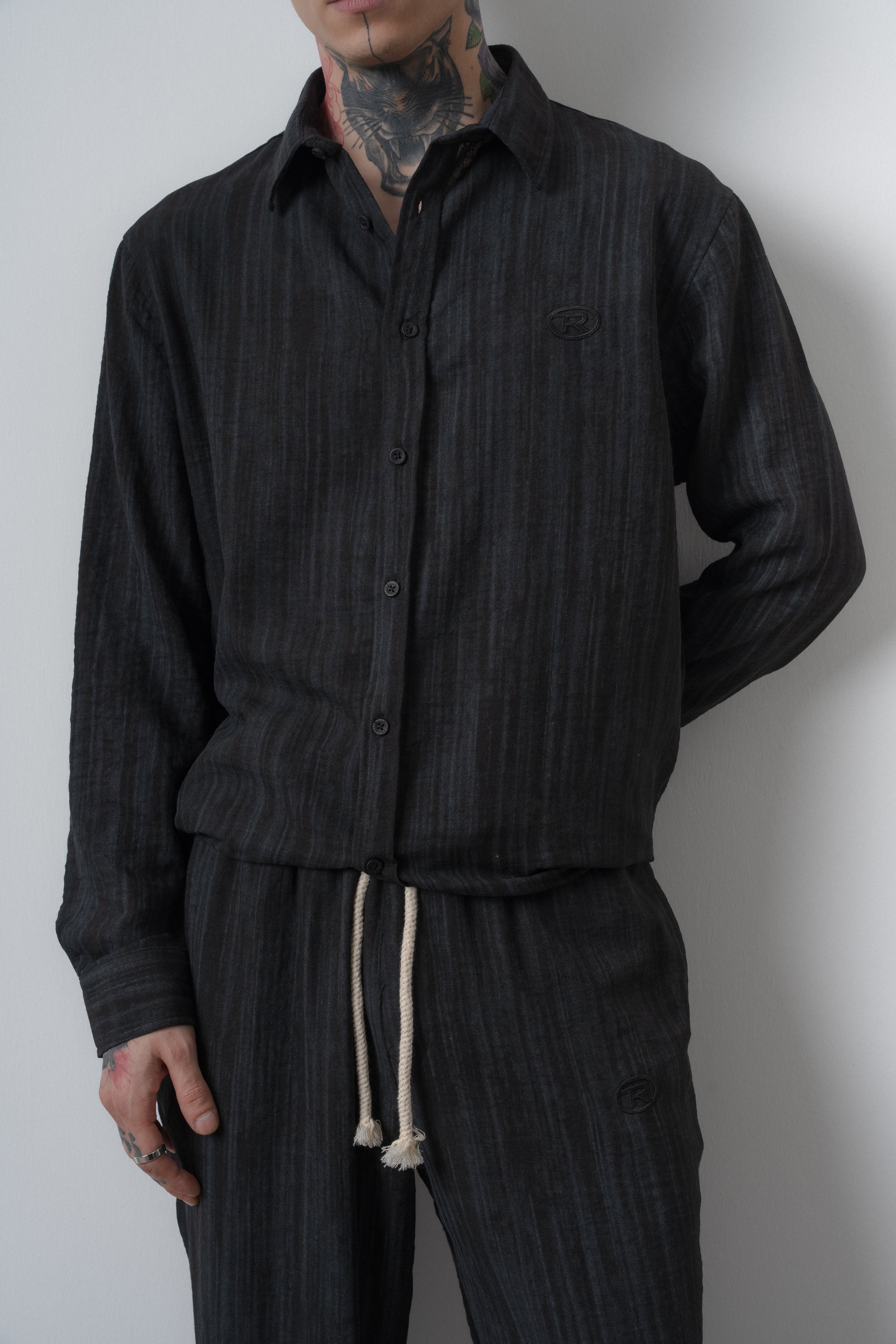 R Embroidered Oversized Tracksuit Black