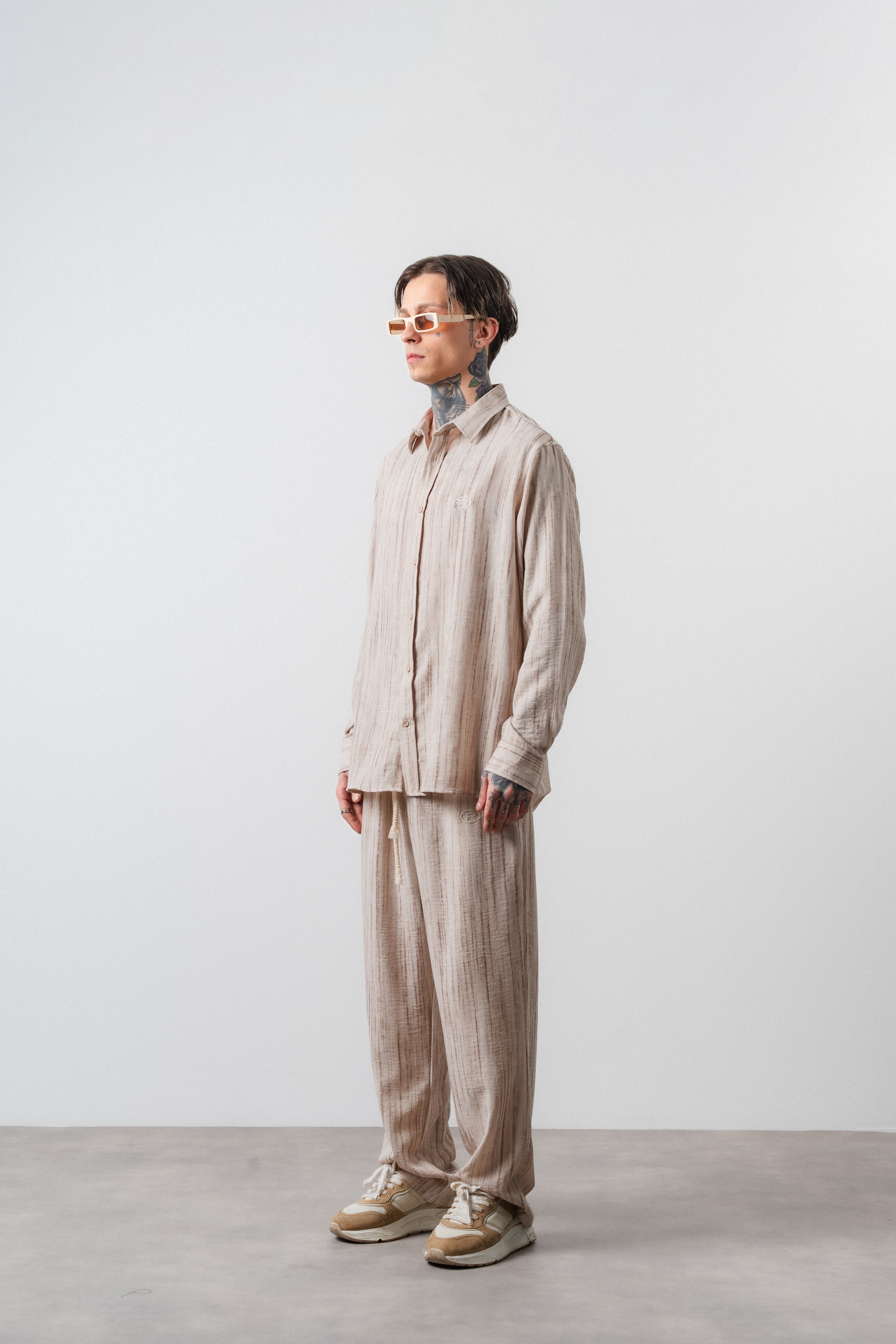 R Embroidered Oversized Tracksuit Beige