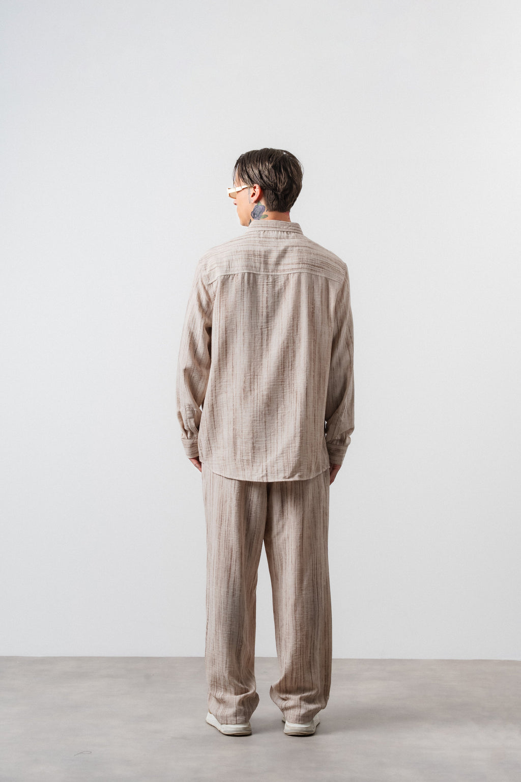R Embroidered Oversized Tracksuit Beige