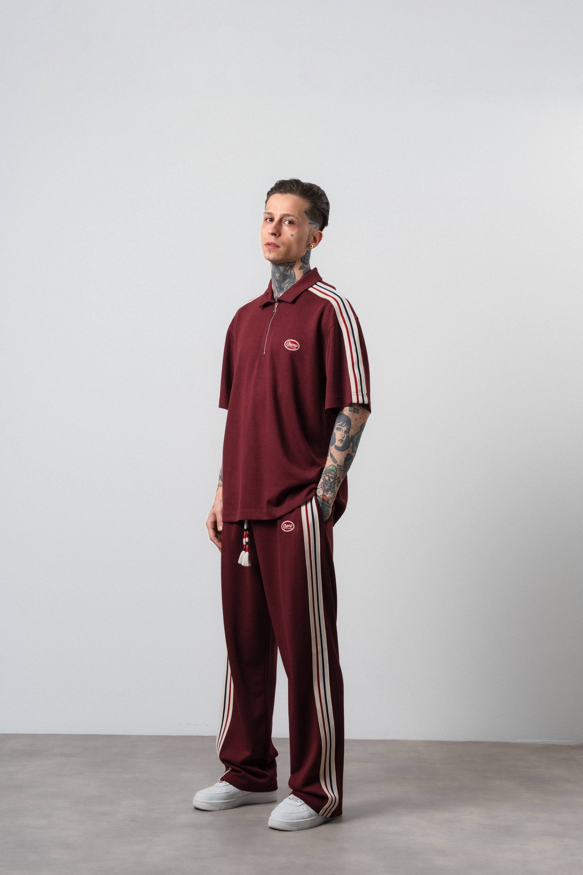 Champ Striped Regular Fit Tracksuit Burgundy