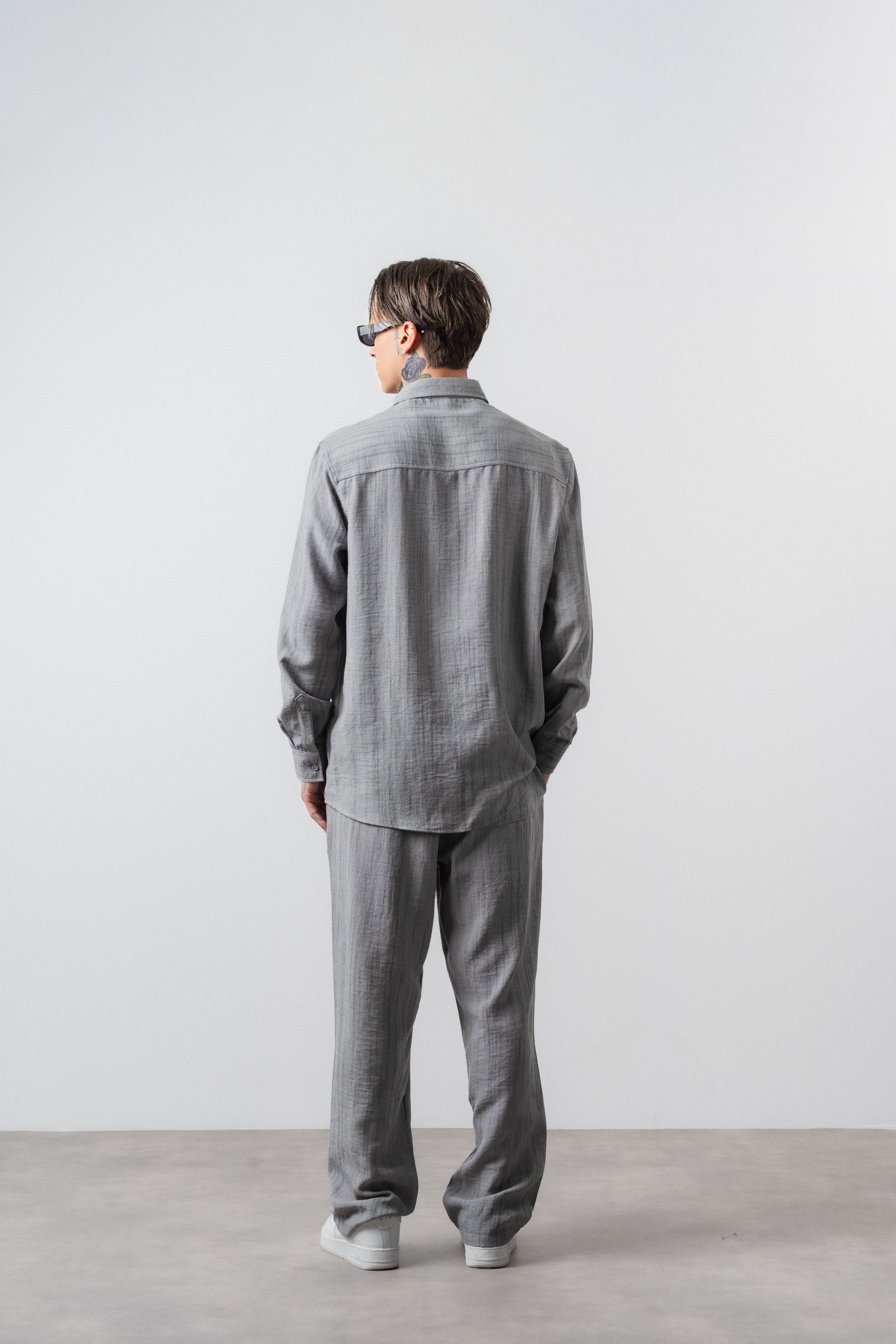 R Embroidered Oversized Tracksuit Gray