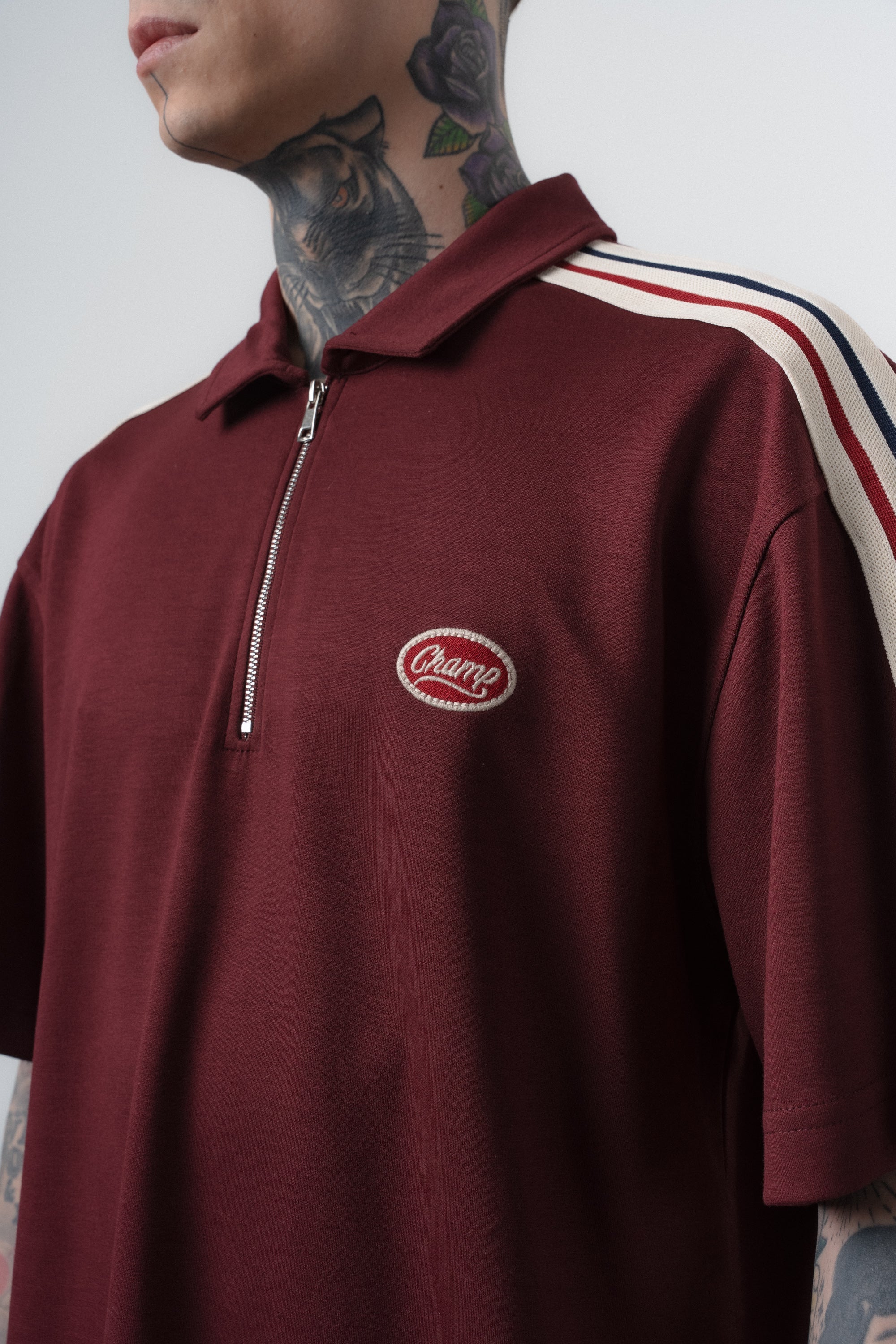 Champ Striped Regular Fit Tracksuit Burgundy