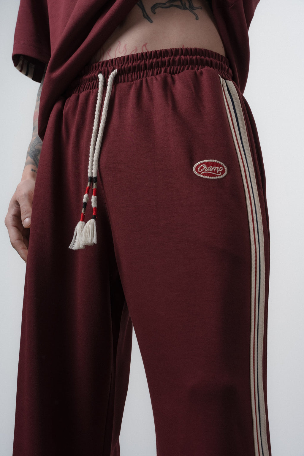 Champ Striped Regular Fit Tracksuit Burgundy