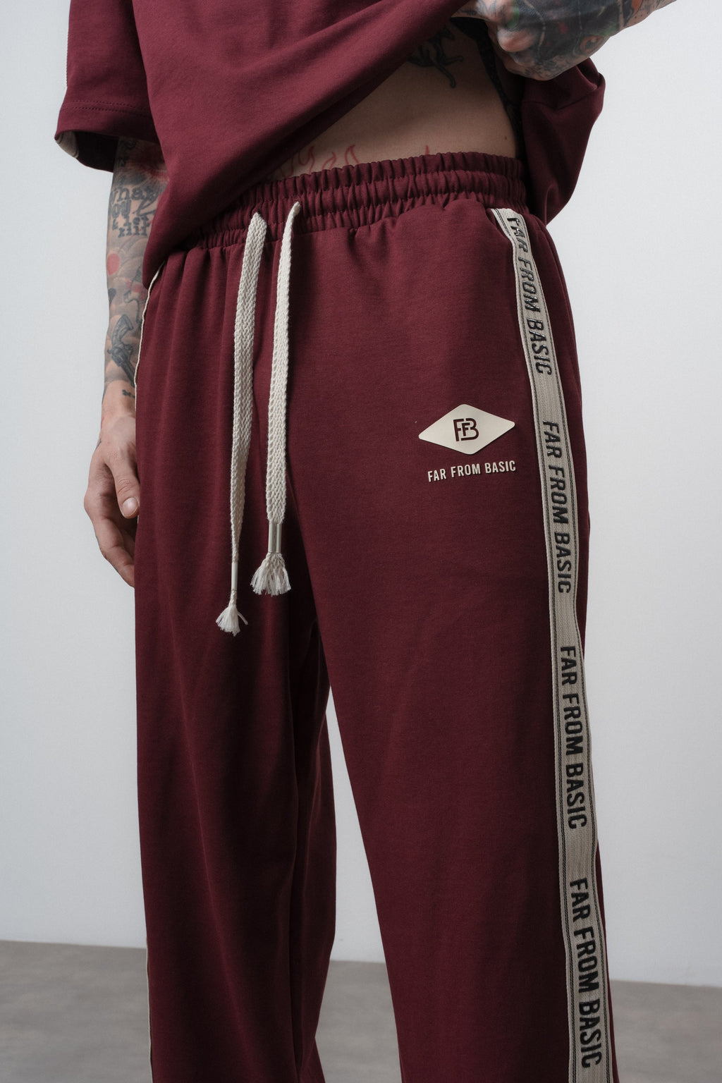 FFB Striped Regular Fit Tracksuit Burgundy