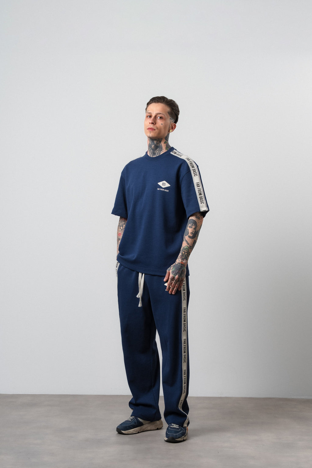 FFB Striped Regular Fit Tracksuit Navy