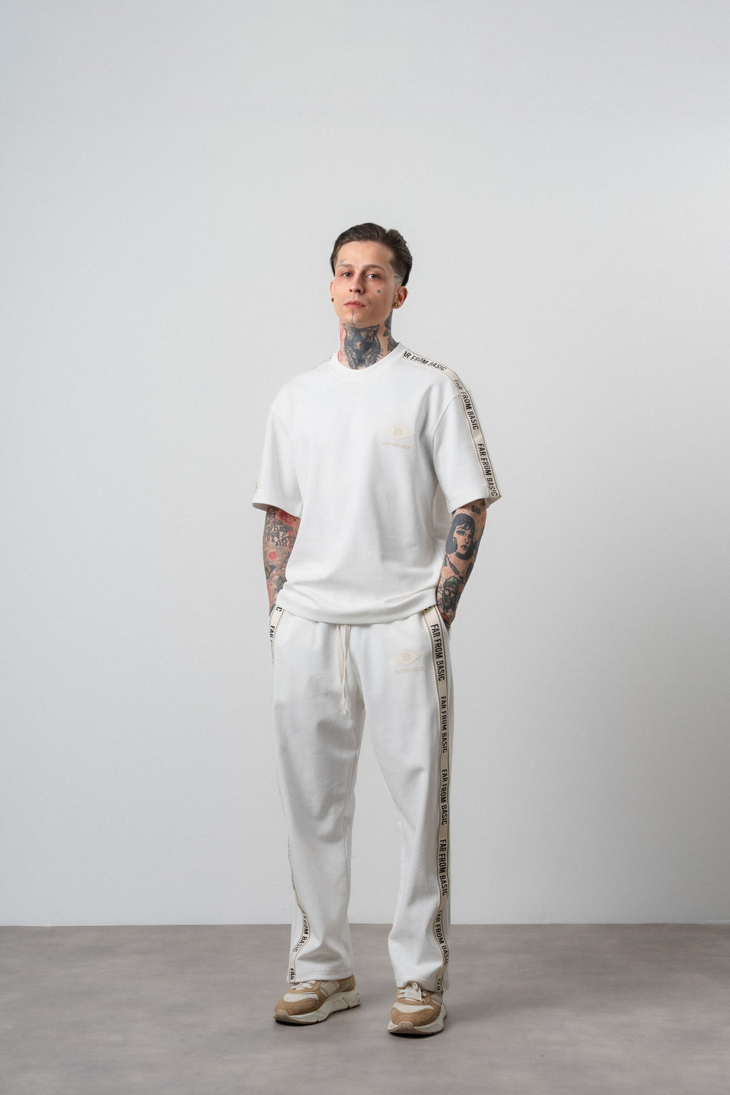 FFB Striped Regular Fit Tracksuit Ecru