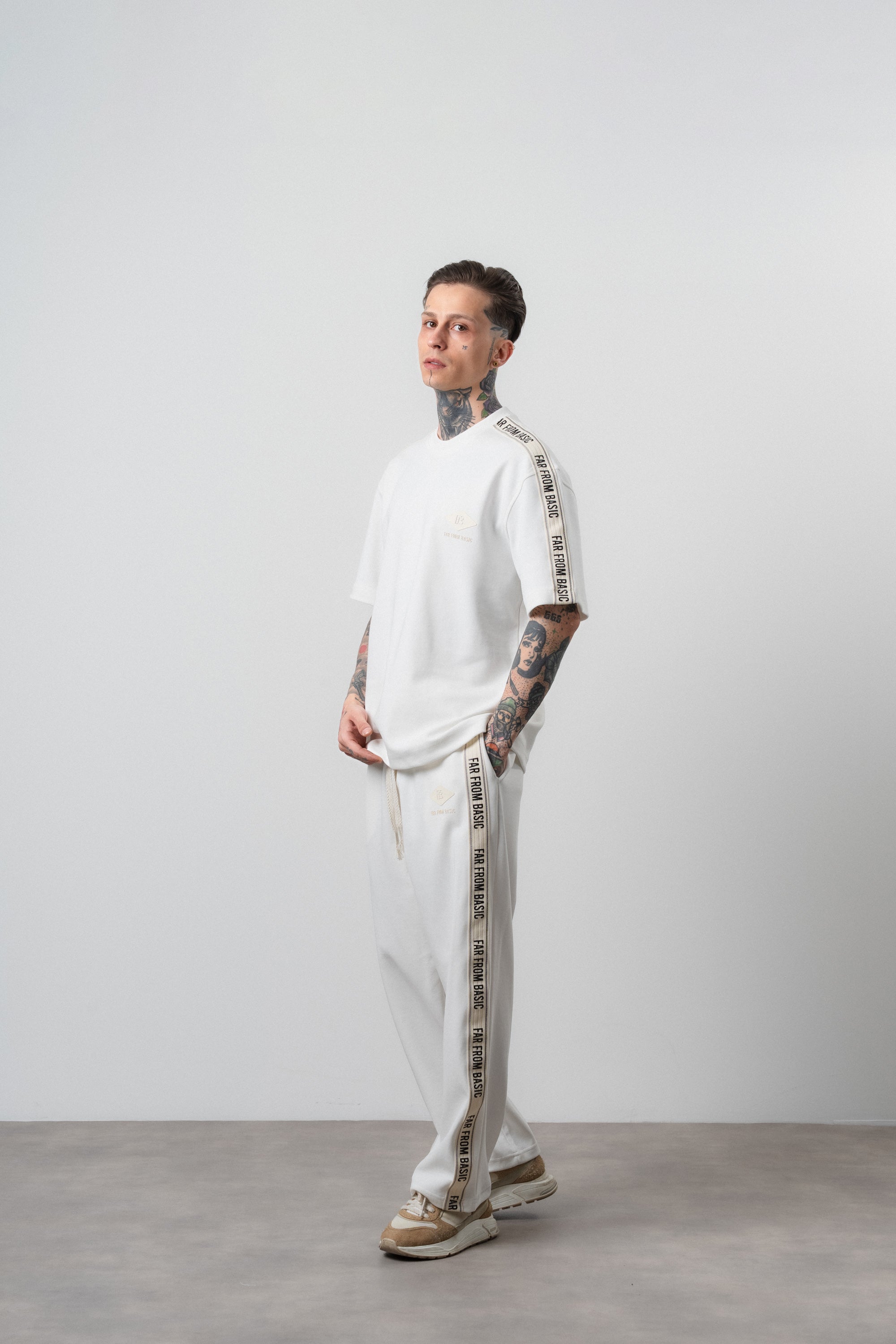 FFB Striped Regular Fit Tracksuit Ecru
